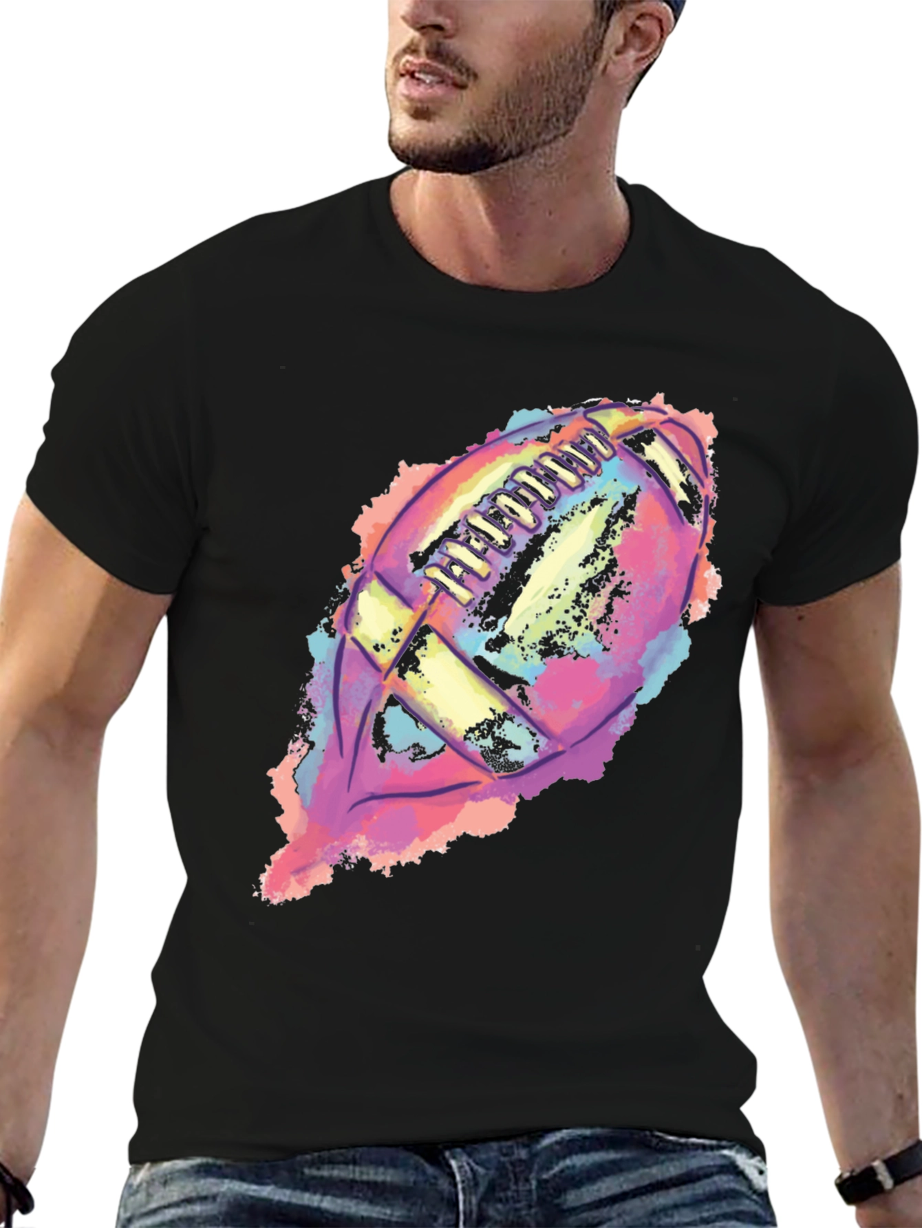 Colorful Football Graphic T-Shirt