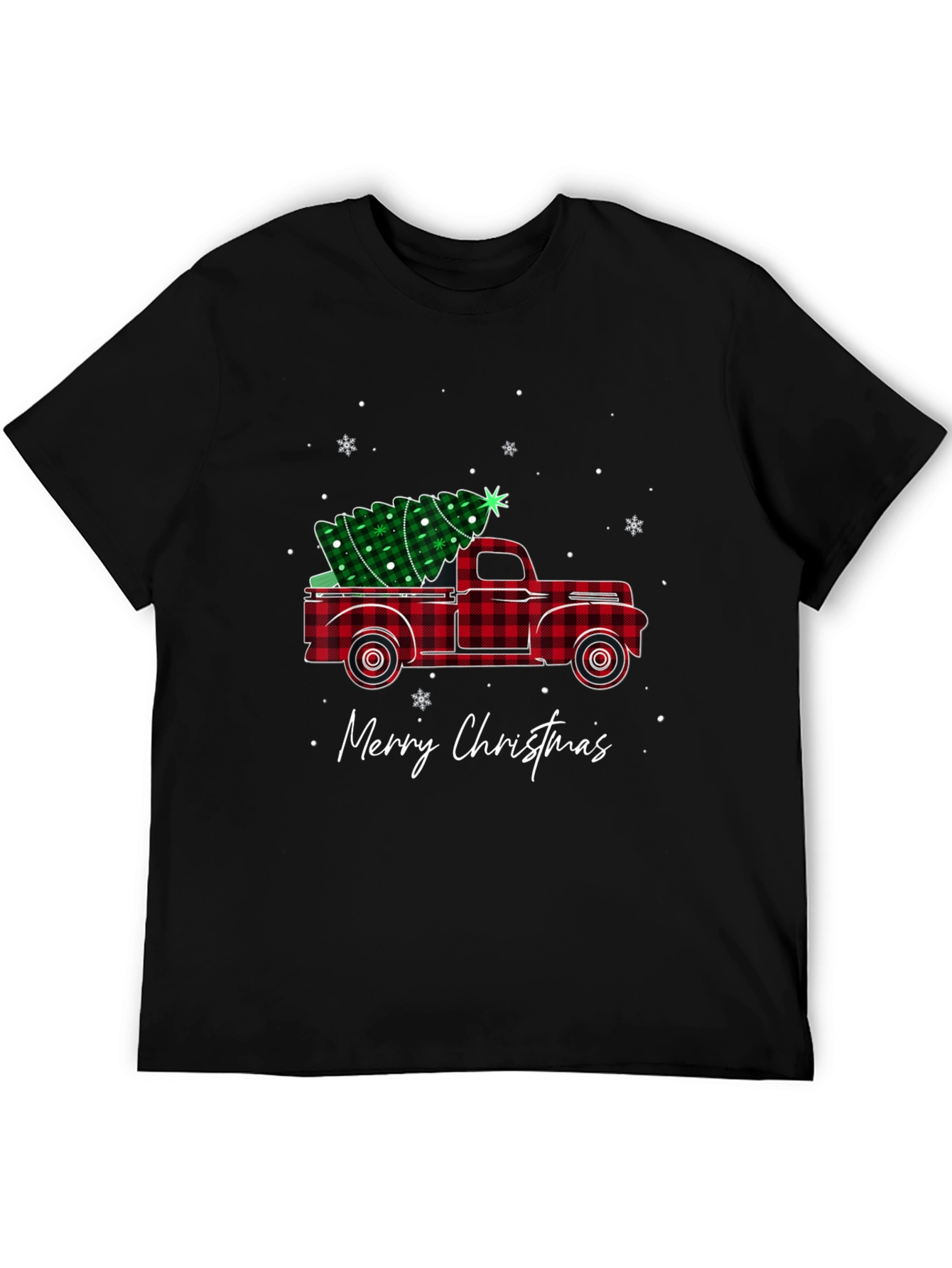 Plaid Truck Merry Christmas T-Shirt