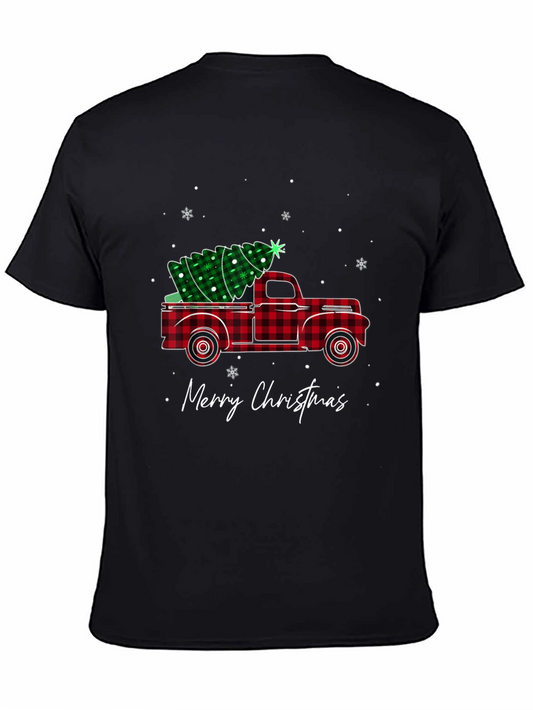 Plaid Truck Merry Christmas T-Shirt
