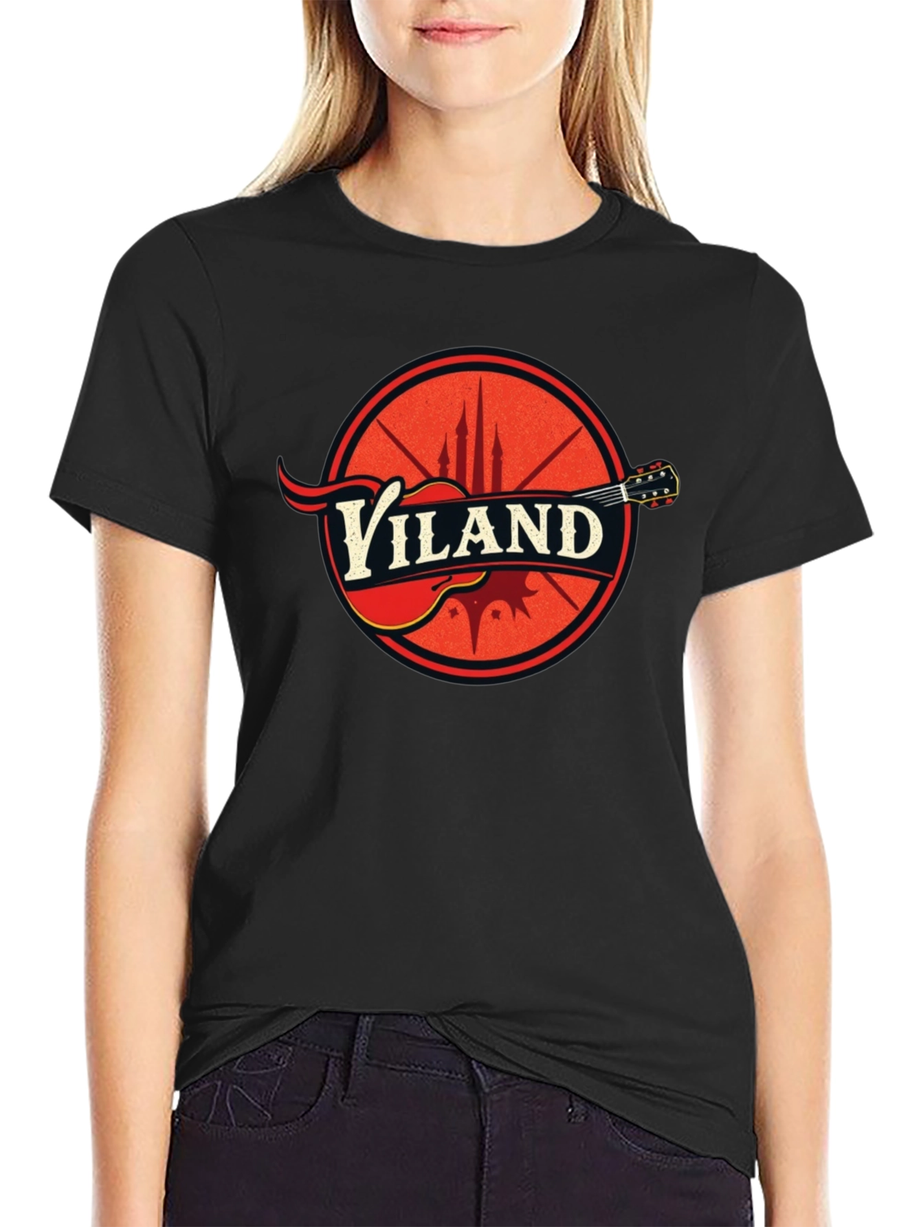 Viland Guitar Logo Black T-Shirt