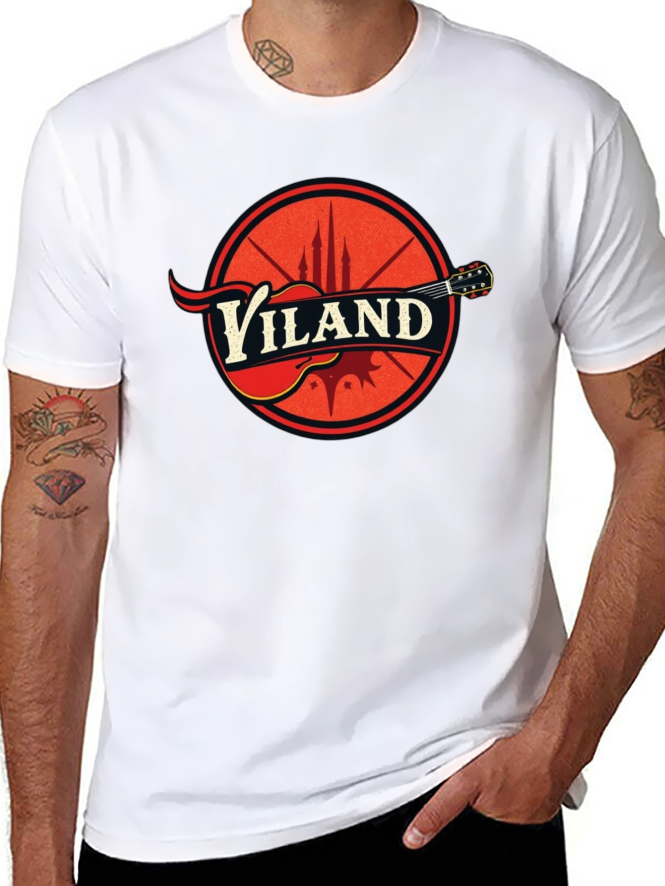 Viland Guitar Logo Black T-Shirt