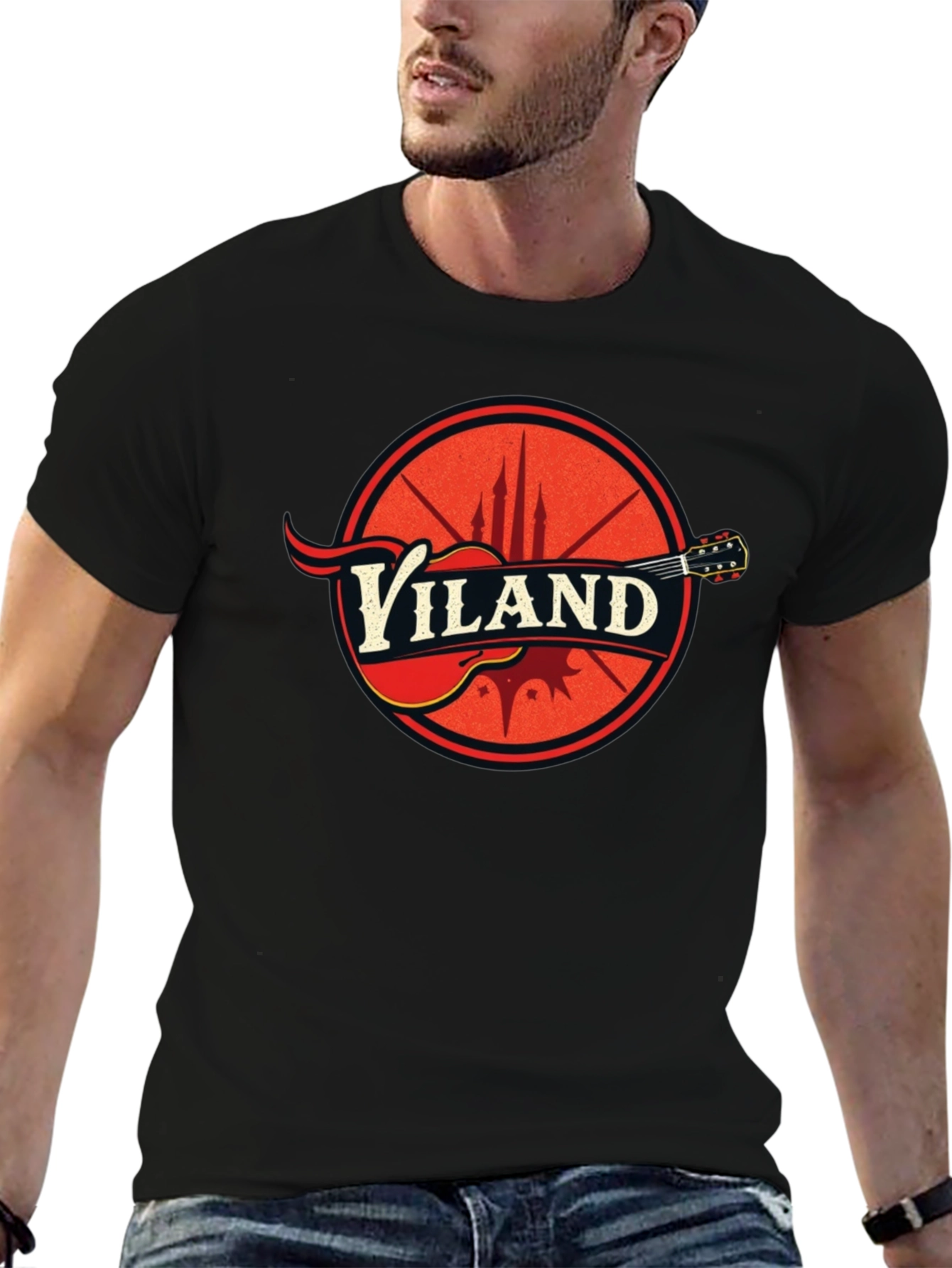 Viland Guitar Logo Black T-Shirt