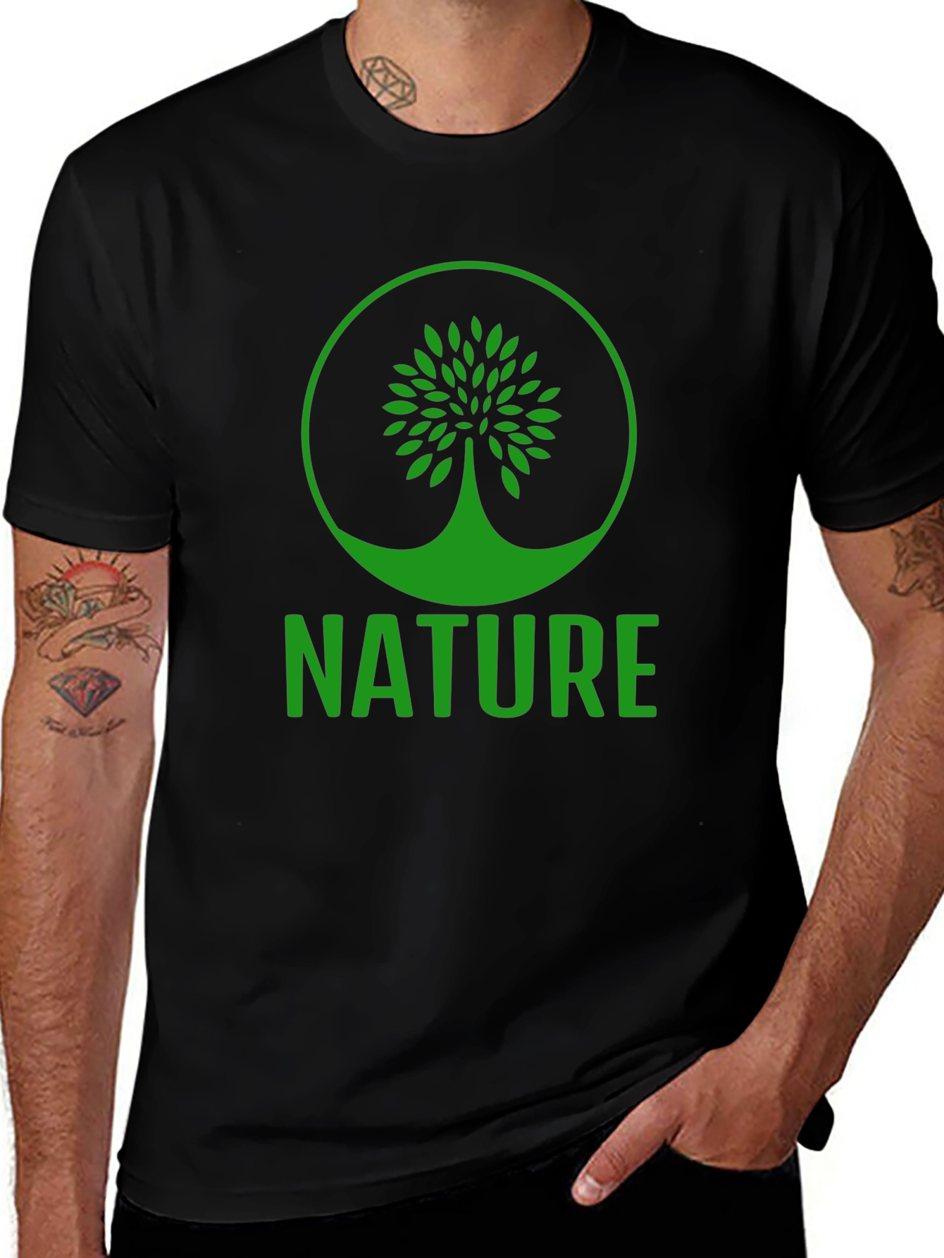 Nature Tree Graphic T-Shirt - Black Cotton Tee