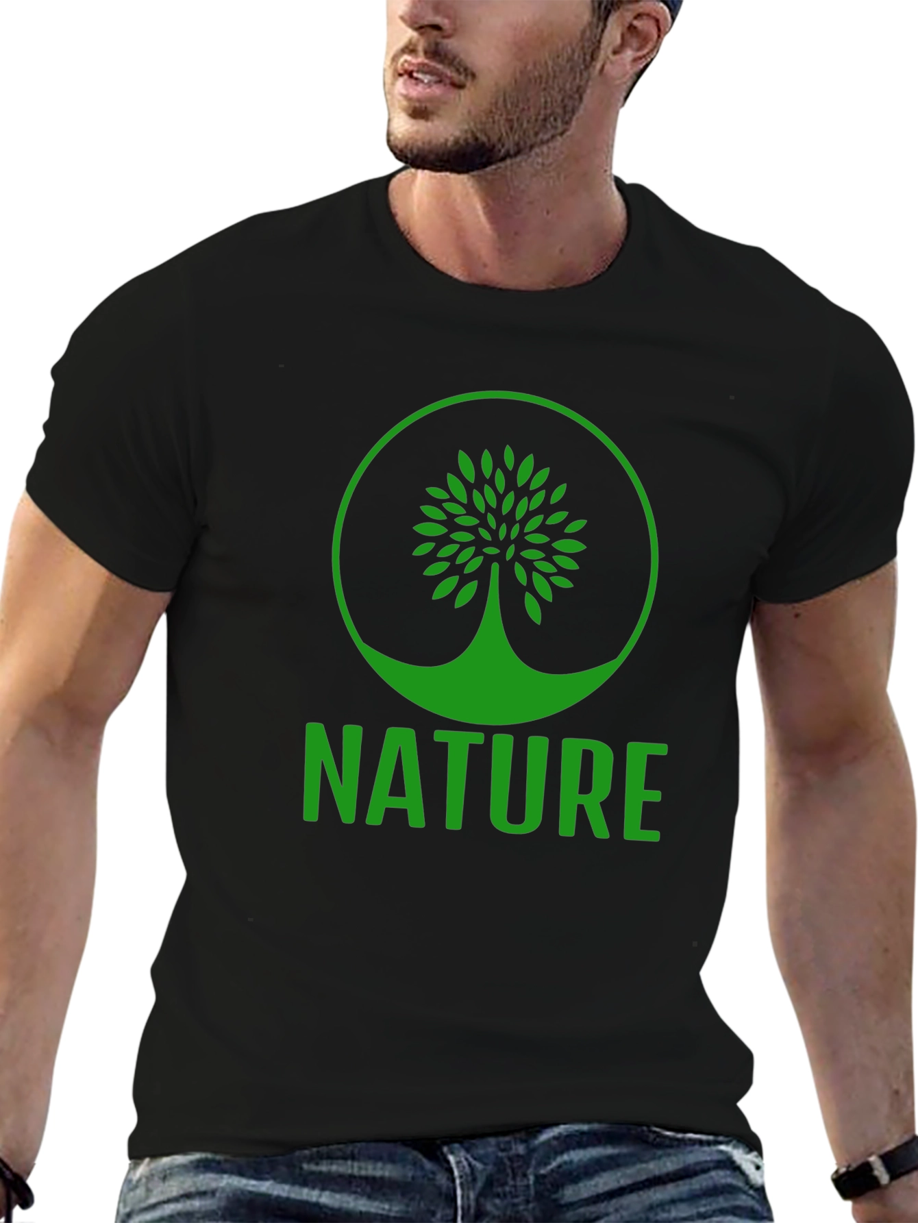 Nature Tree Graphic T-Shirt - Black Cotton Tee