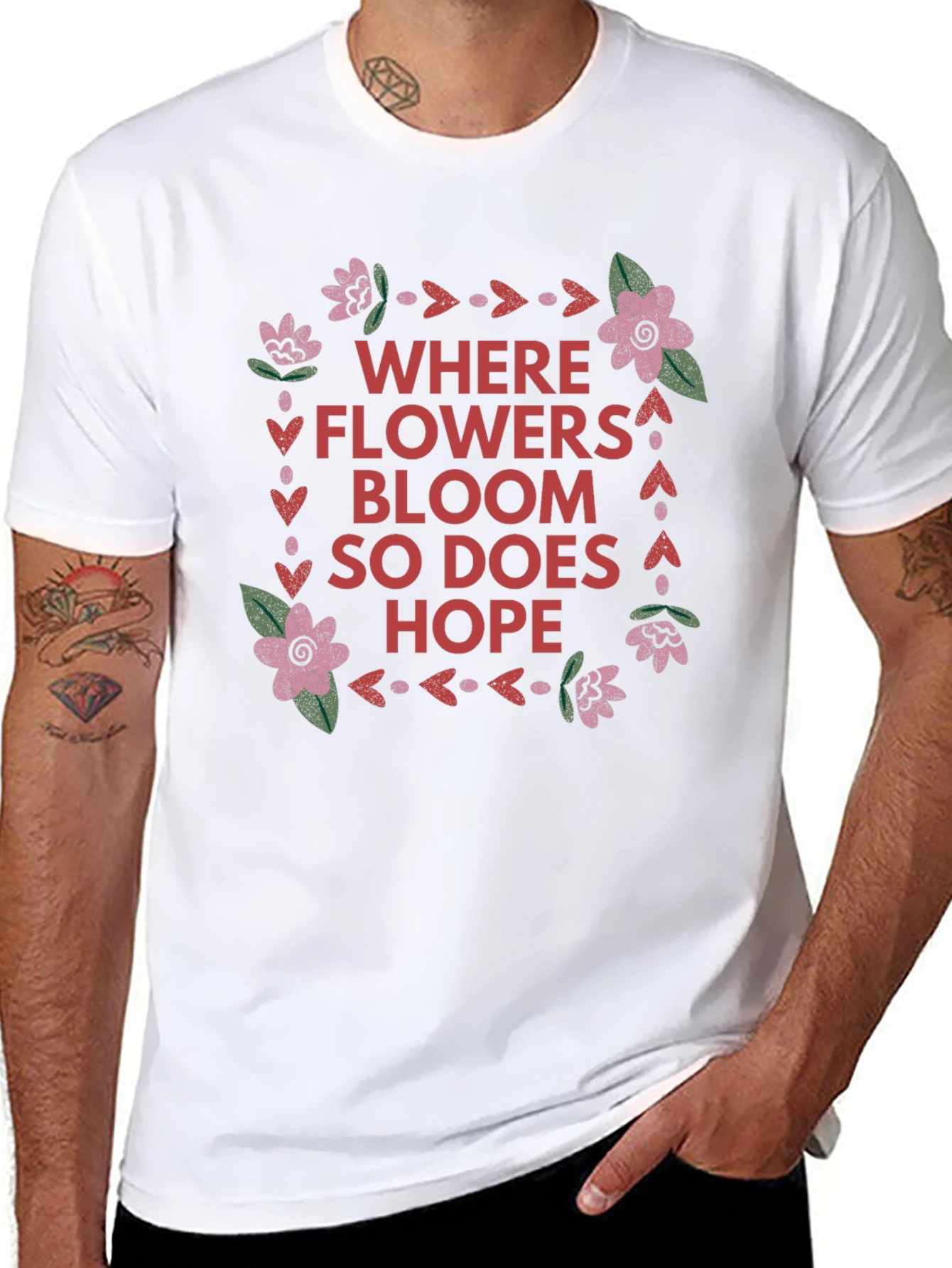 Floral Hope Graphic Tee - Black