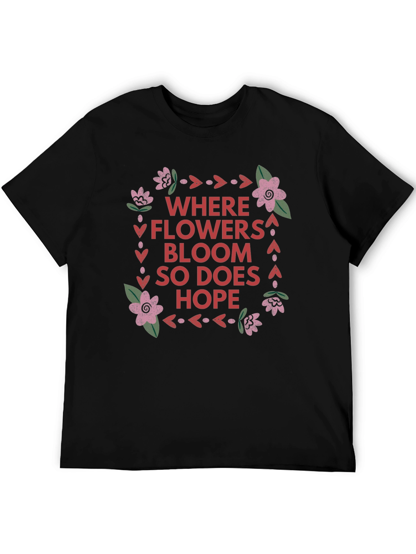 Floral Hope Graphic Tee - Black