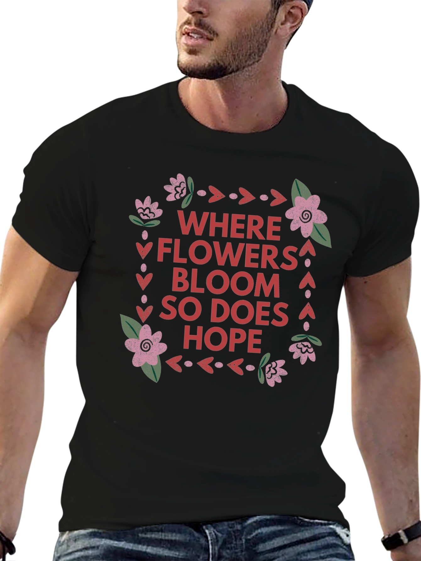 Floral Hope Graphic Tee - Black