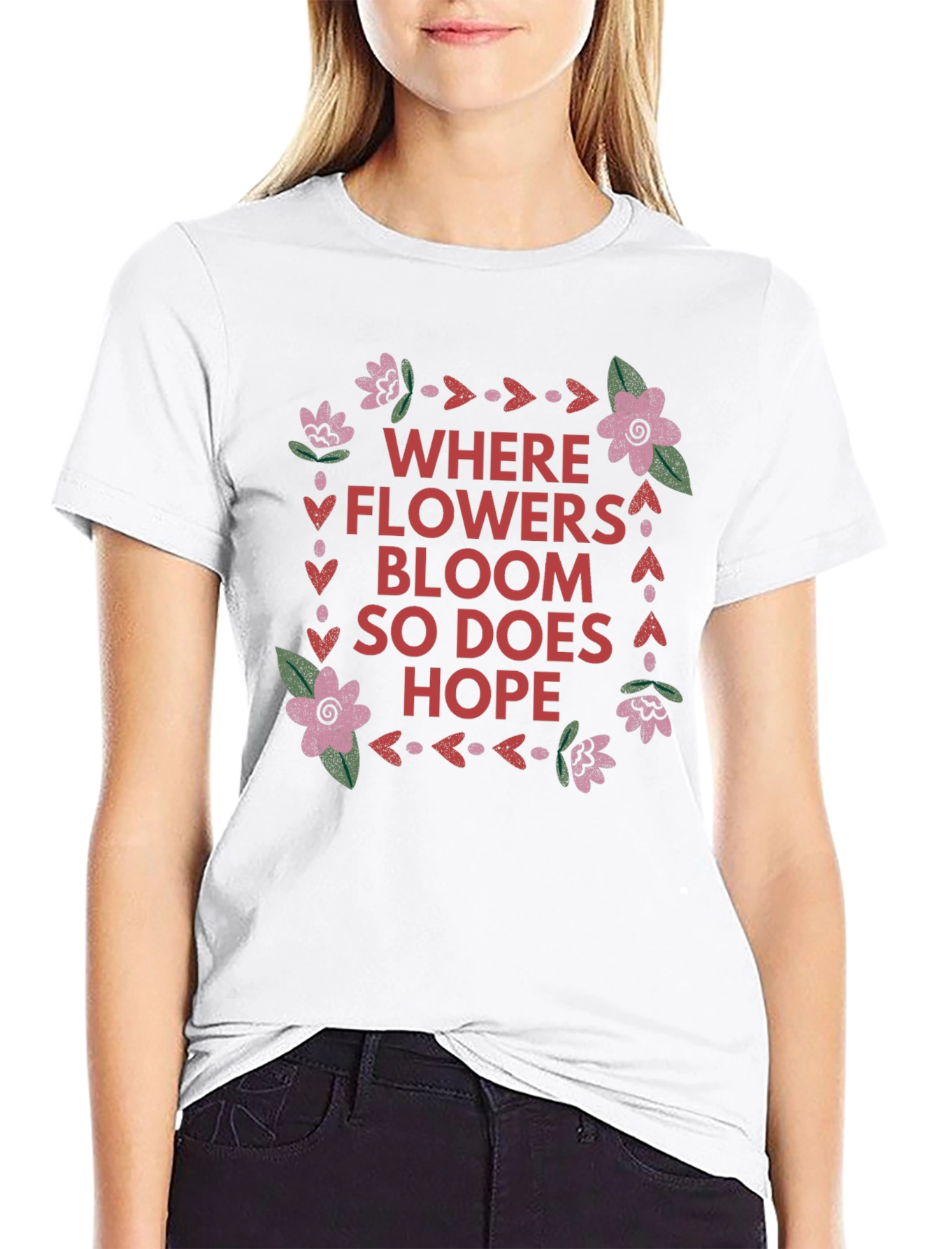 Floral Hope Graphic Tee - Black