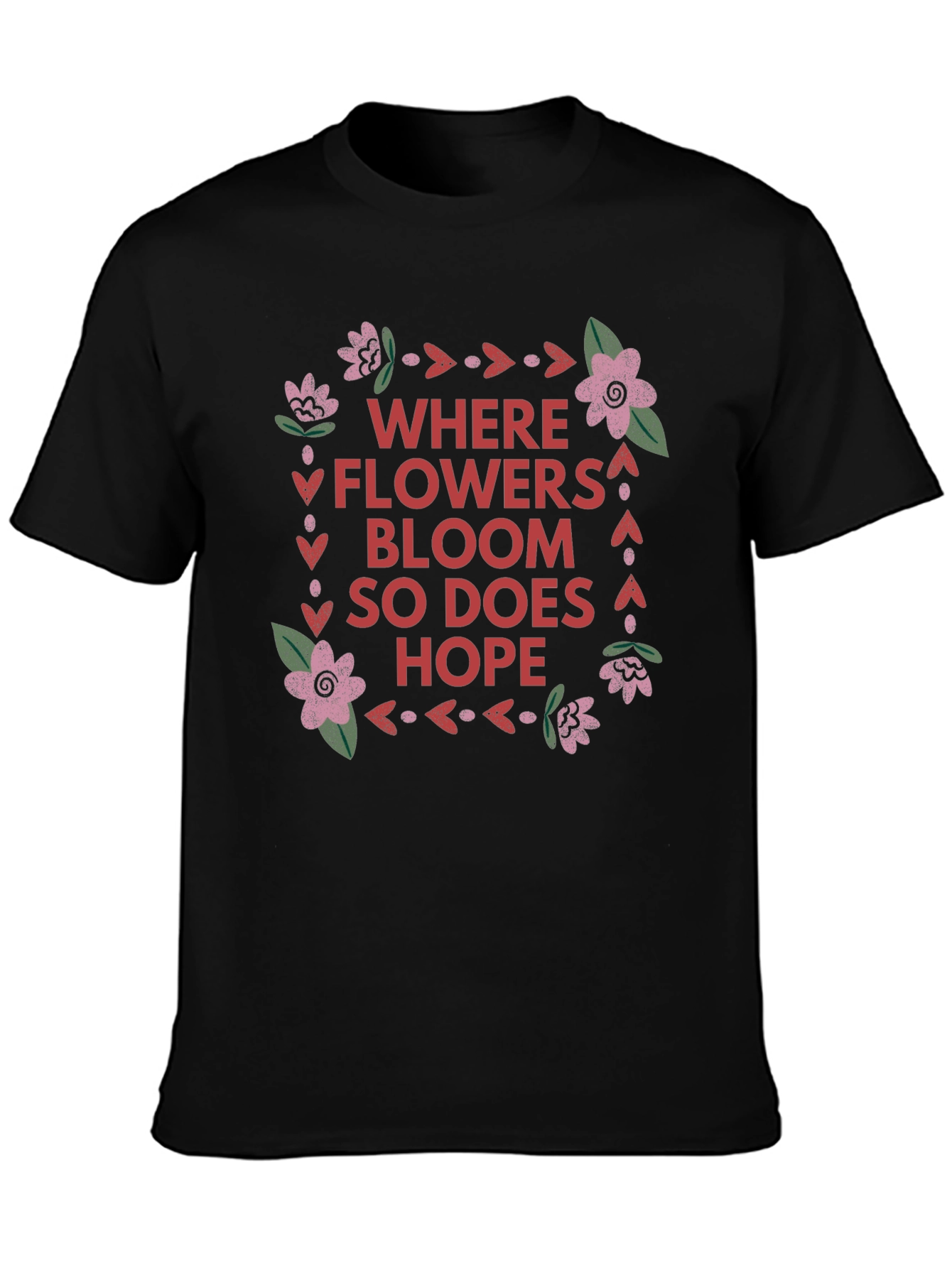 Floral Hope Graphic Tee - Black