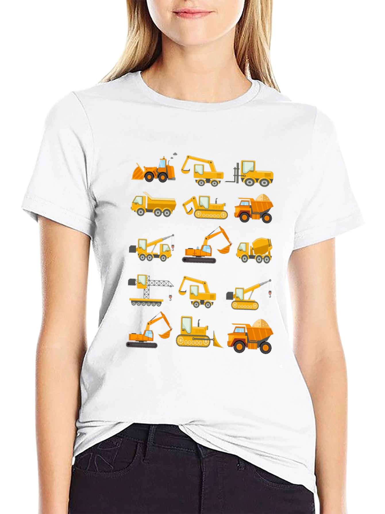 Construction Vehicles Pattern T-Shirt
