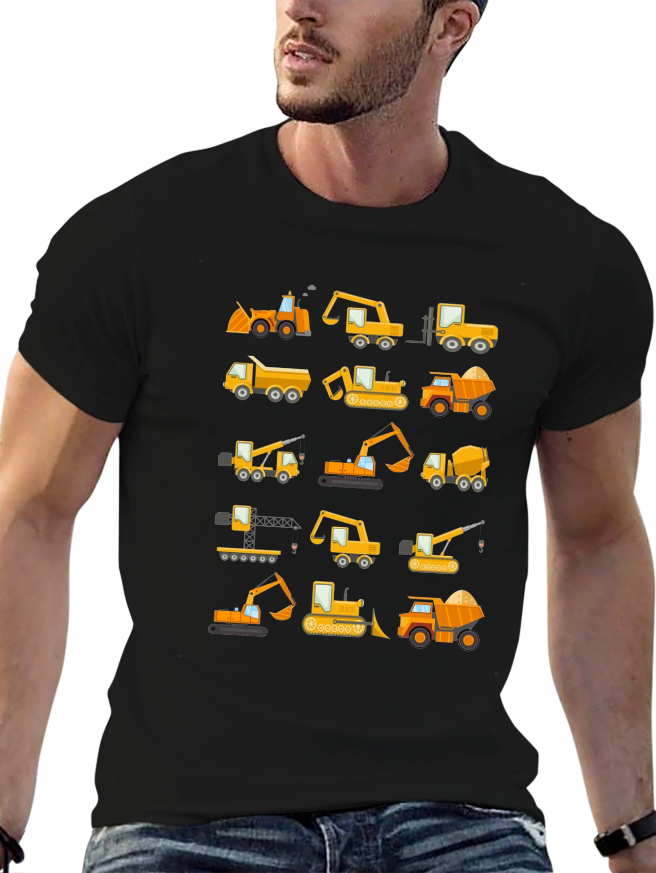 Construction Vehicles Pattern T-Shirt