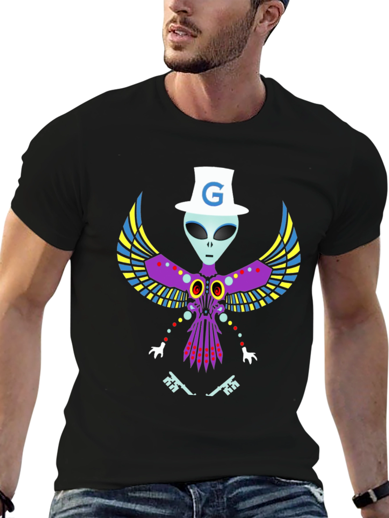 G Alien Graphic Tee - Soft Black Cotton T-Shirt