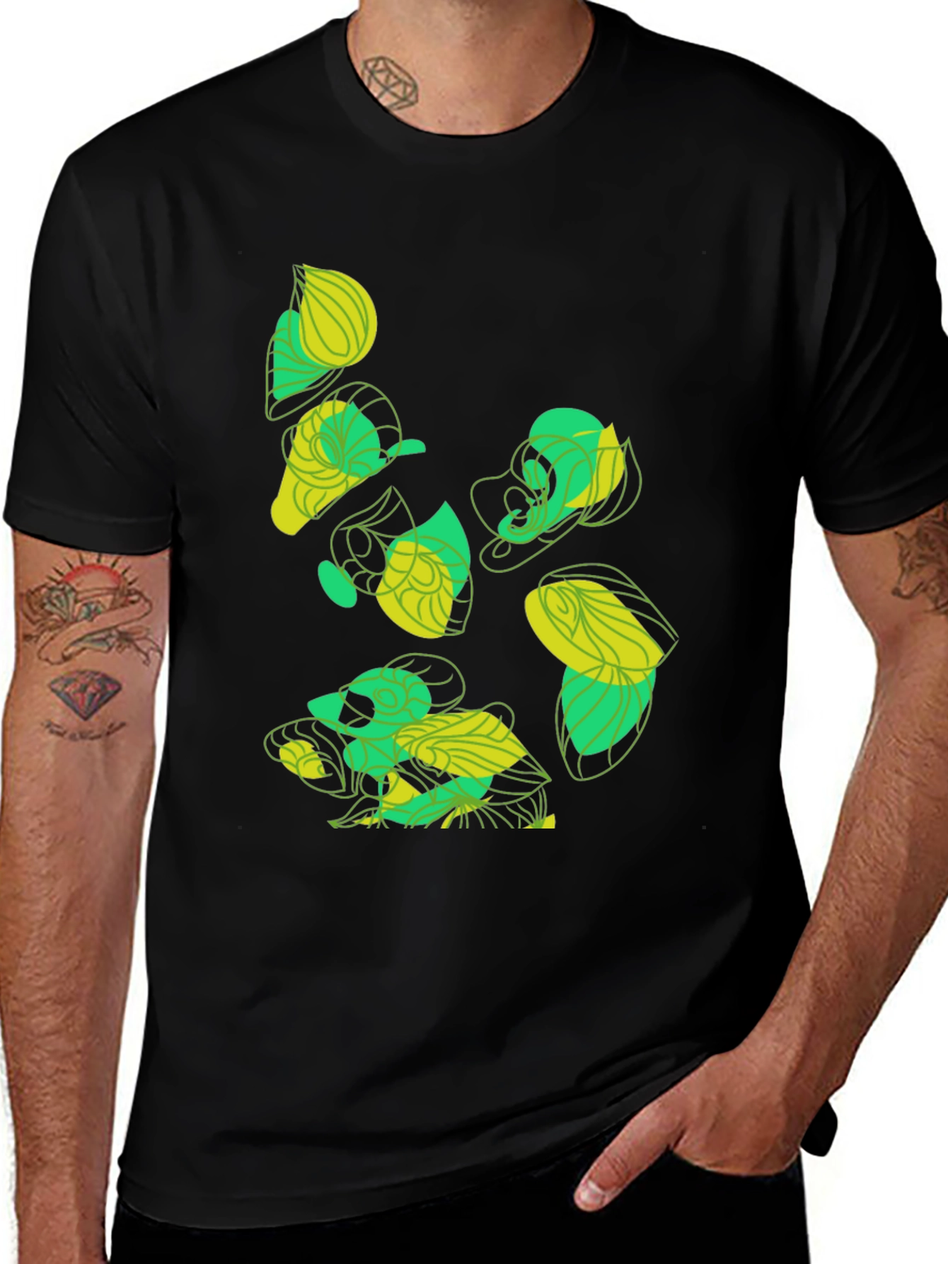 Abstract Organic Graphic Tee - Black Cotton