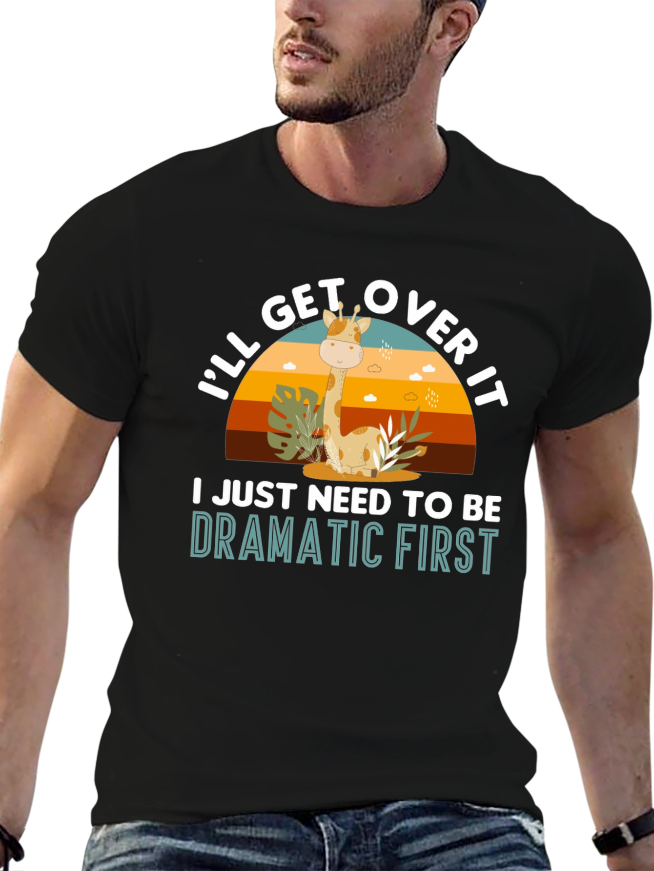 Dramatic Giraffe Graphic Tee - Novelty Animal T-Shirt