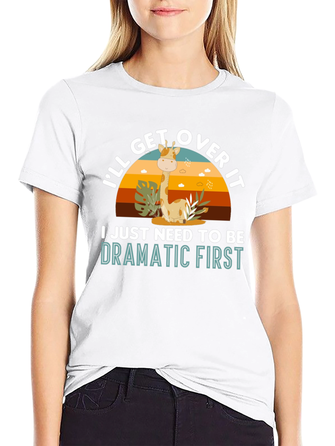 Dramatic Giraffe Graphic Tee - Novelty Animal T-Shirt