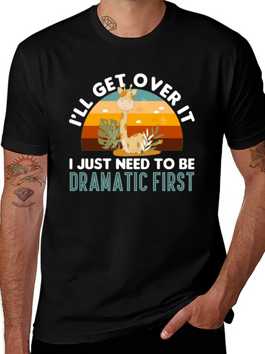Dramatic Giraffe Graphic Tee - Novelty Animal T-Shirt