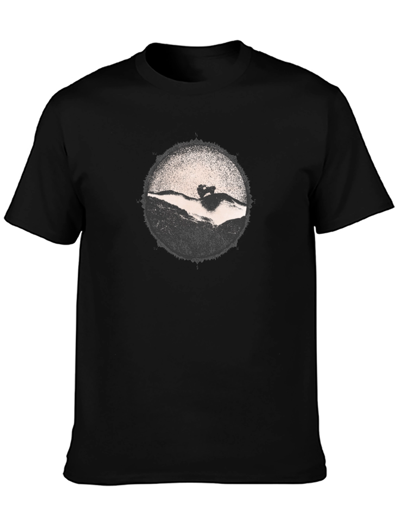 Retro Black T-Shirt with Mountain Graphic
