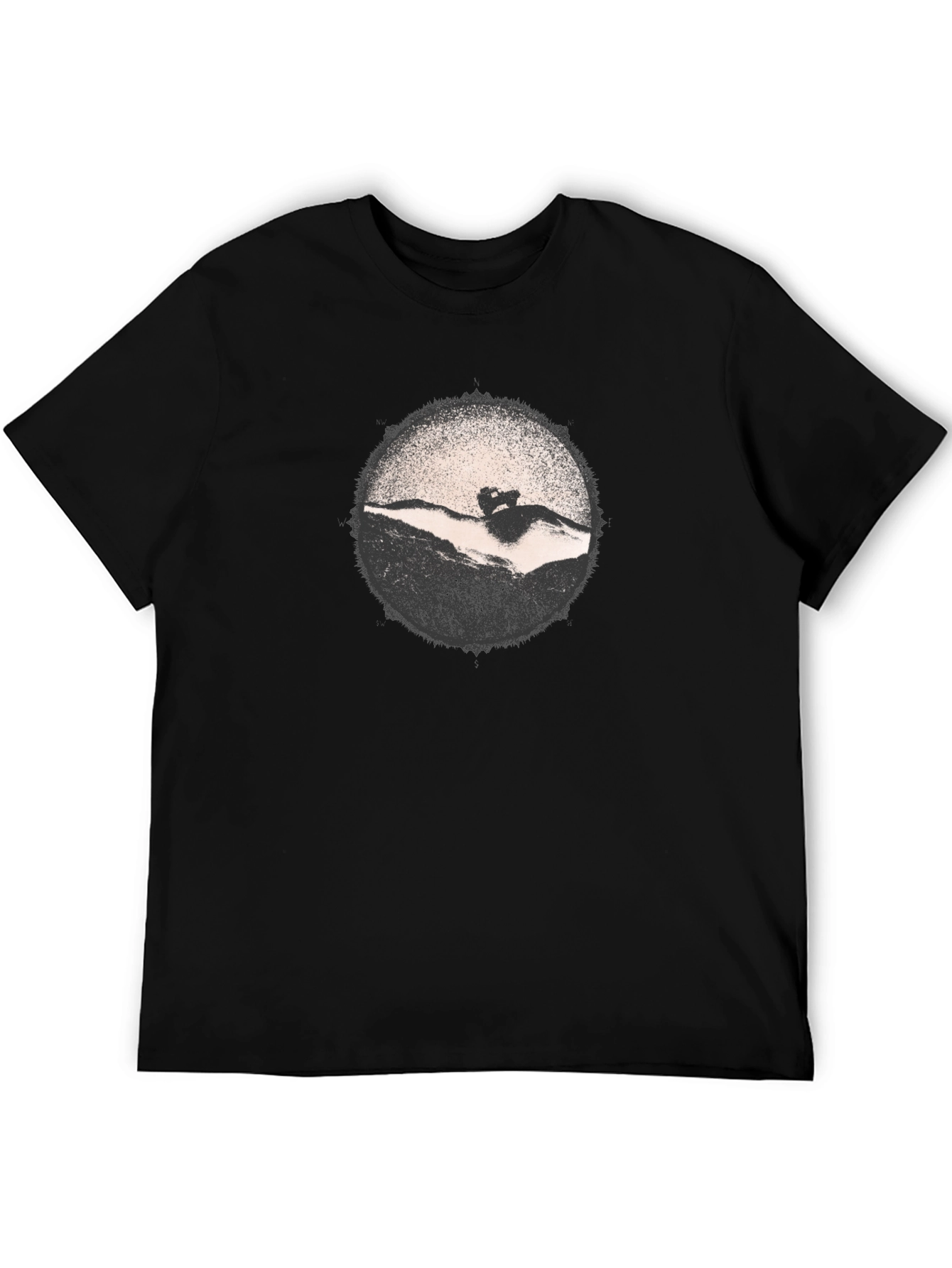 Retro Black T-Shirt with Mountain Graphic