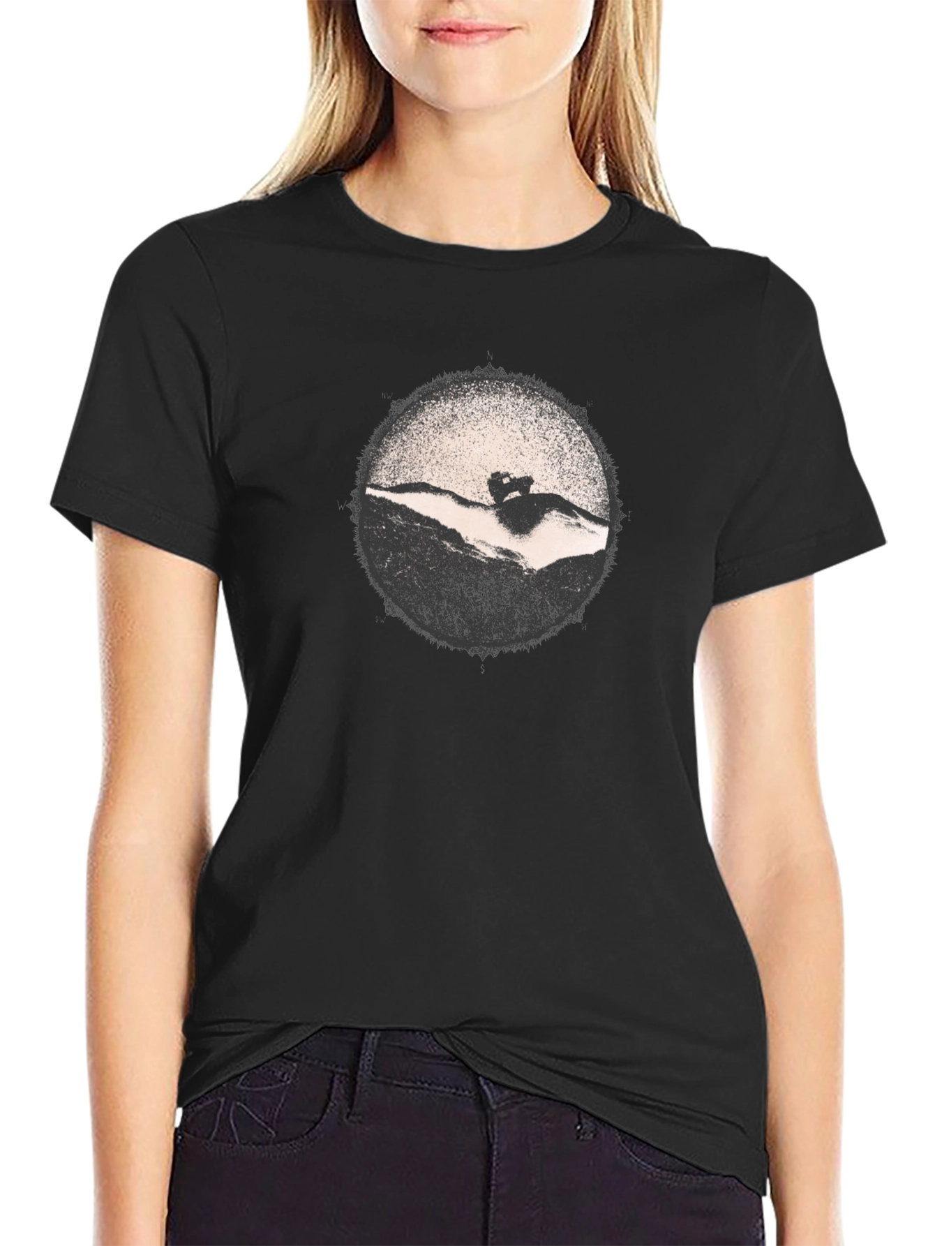 Retro Black T-Shirt with Mountain Graphic