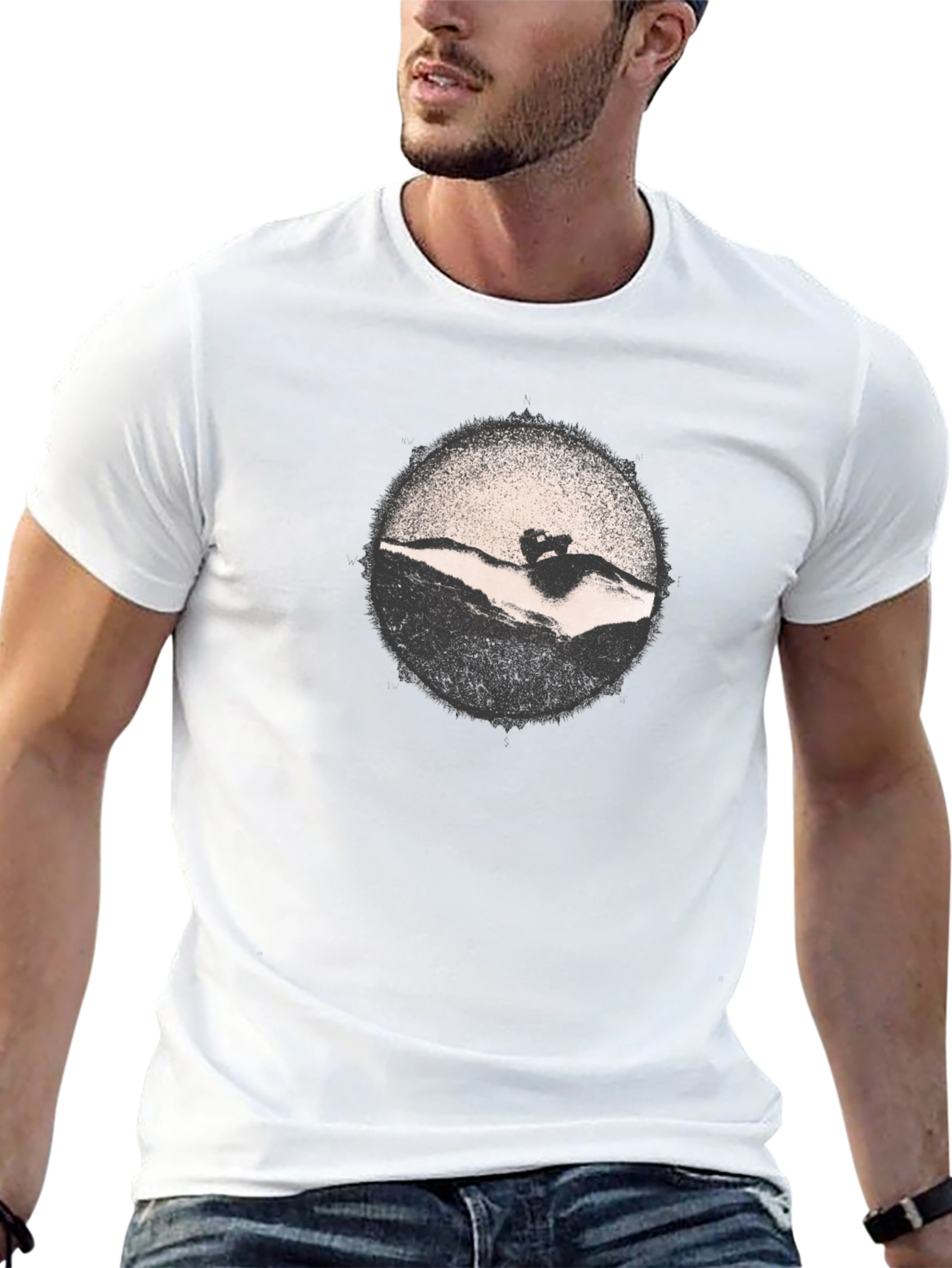 Retro Black T-Shirt with Mountain Graphic
