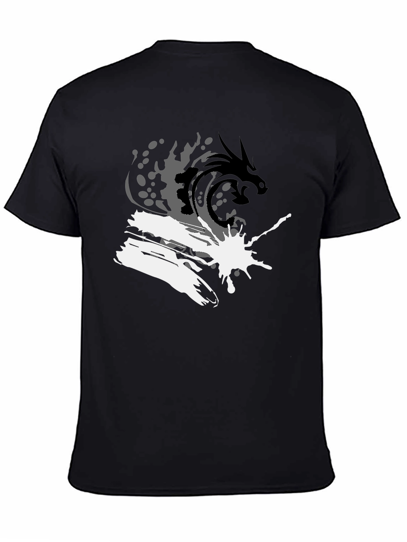 Dragon Wave Graphic Tee - Stylish Black T-Shirt