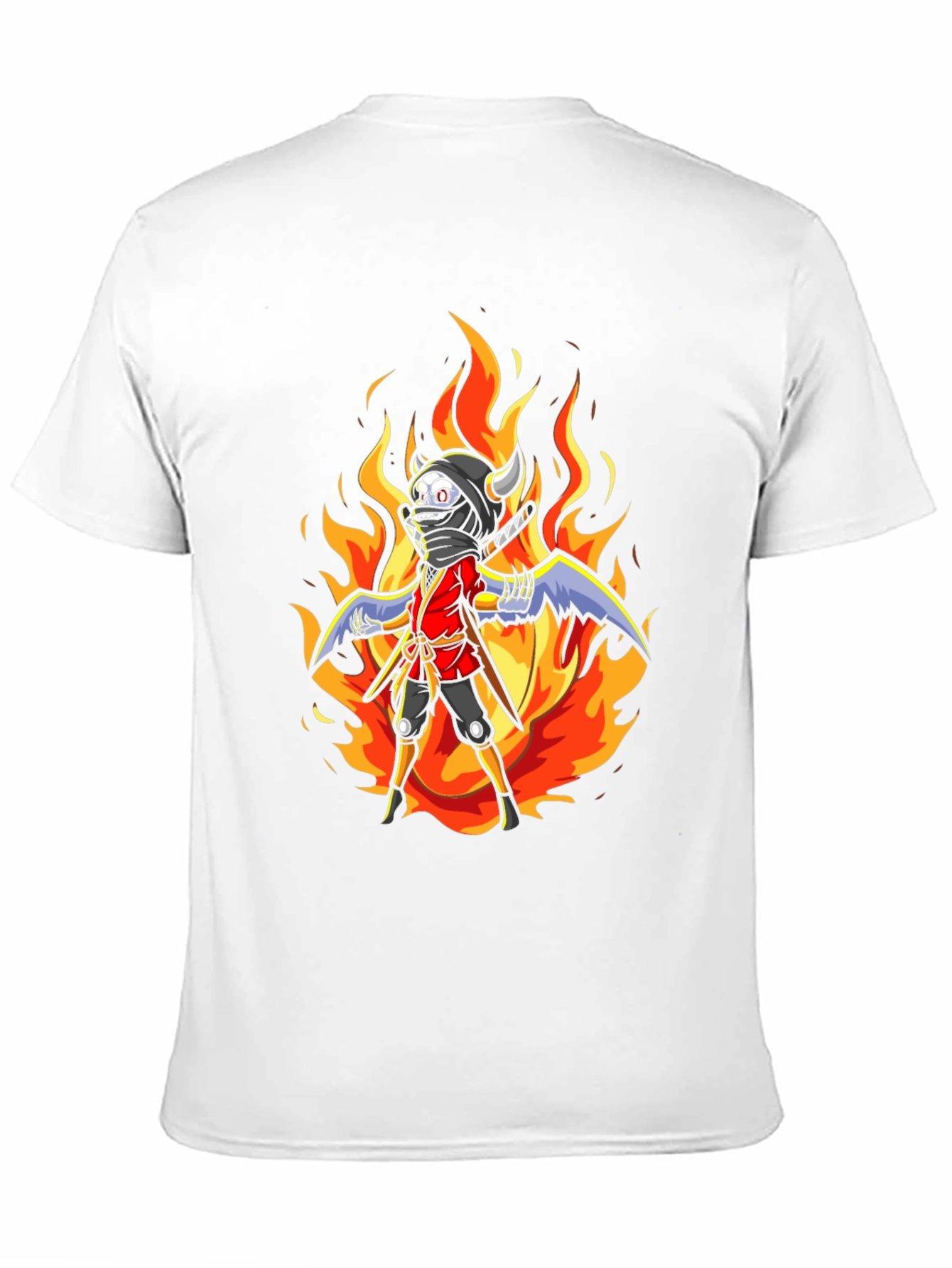 Fiery Ninja Graphic Tee - Black Cotton T-Shirt