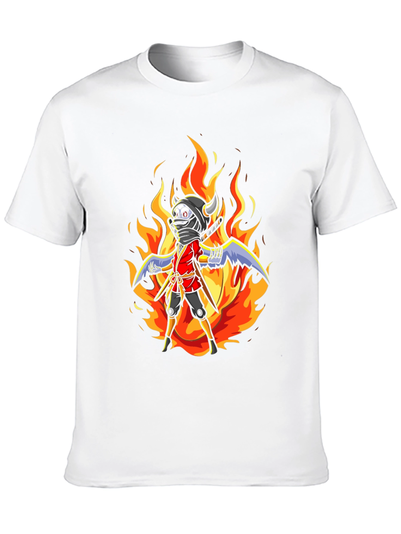 Fiery Ninja Graphic Tee - Black Cotton T-Shirt