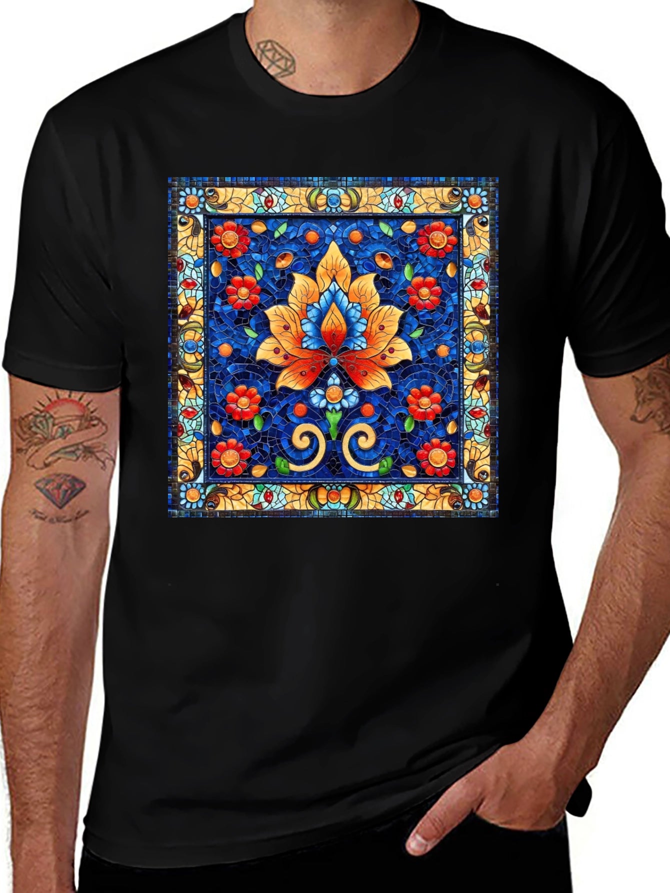Stained Glass Flower Graphic Tee