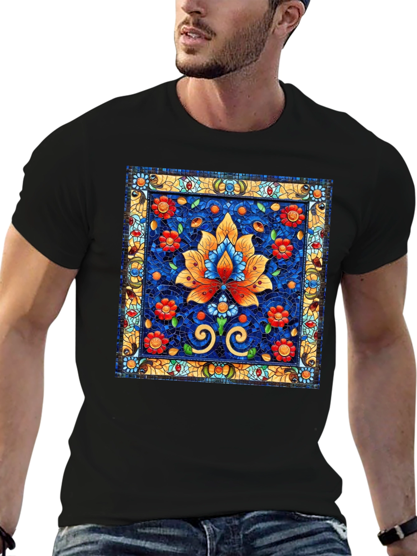 Stained Glass Flower Graphic Tee