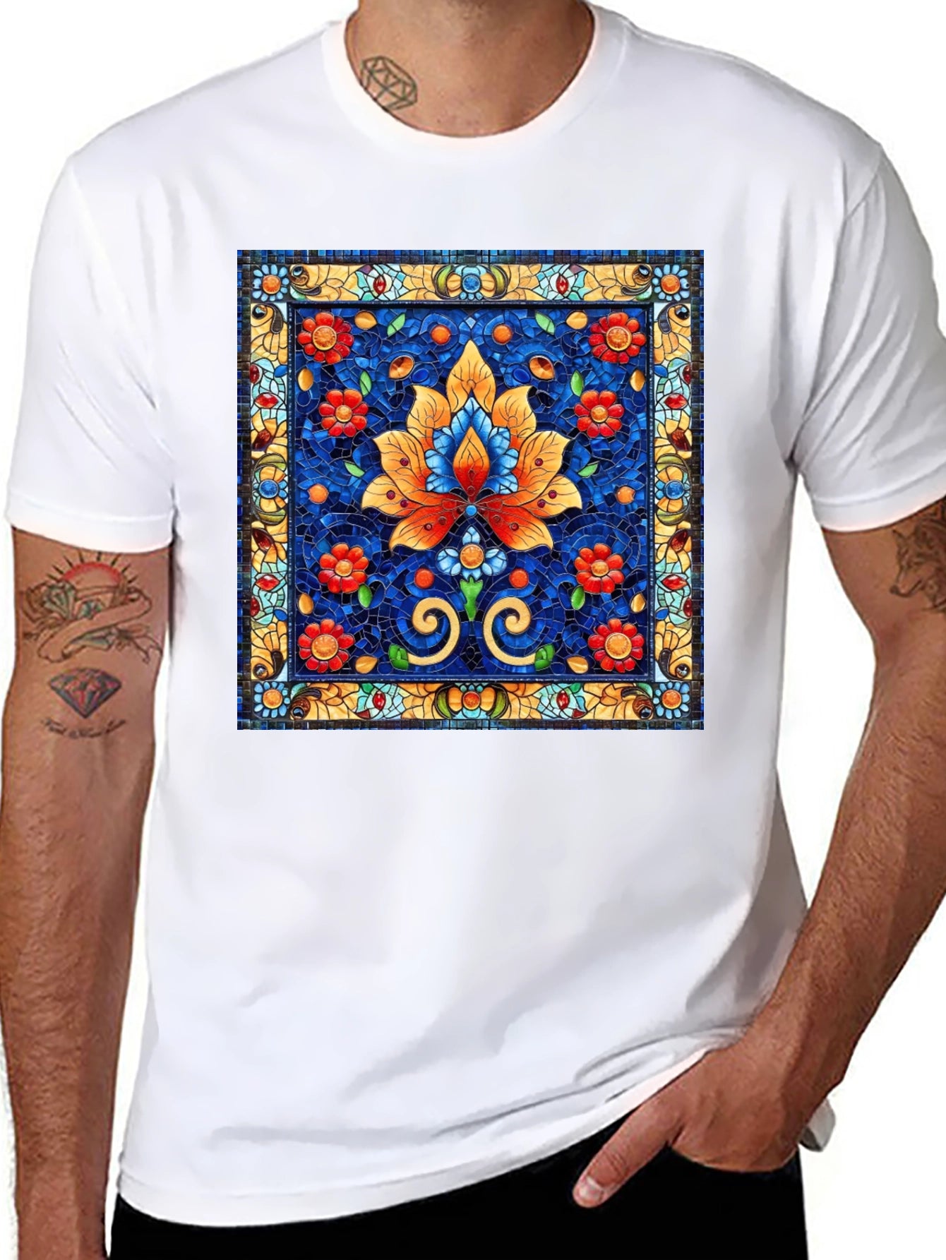 Stained Glass Flower Graphic Tee