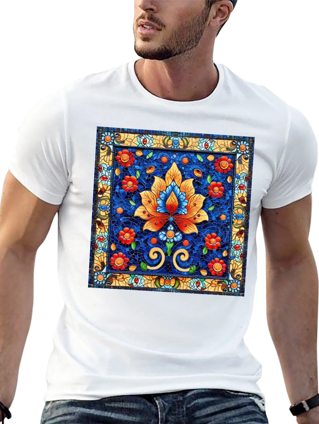 Stained Glass Flower Graphic Tee