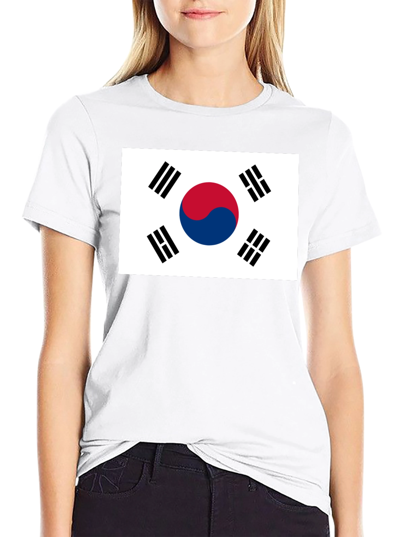 South Korea Flag Graphic Tee - Black