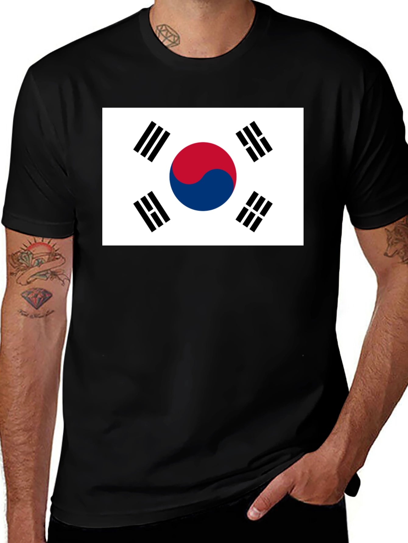 South Korea Flag Graphic Tee - Black