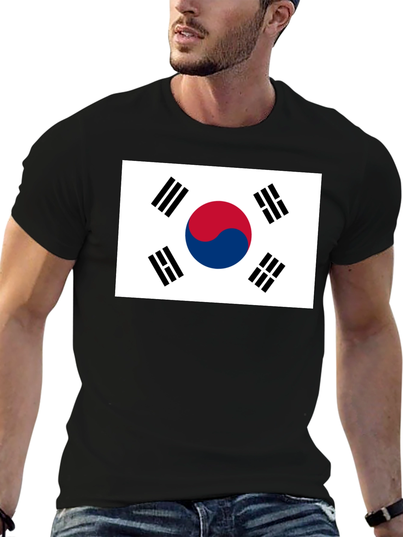 South Korea Flag Graphic Tee - Black
