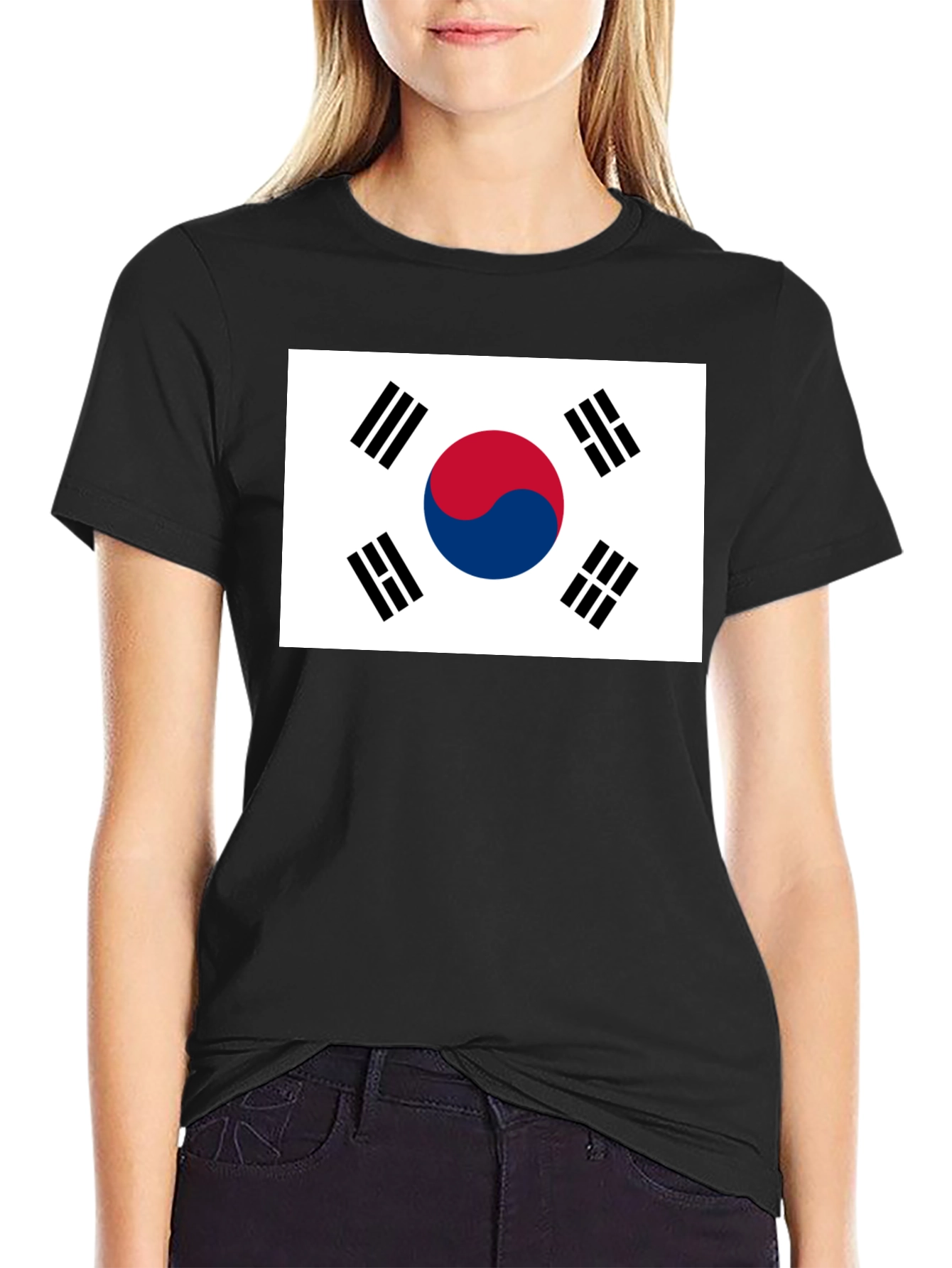 South Korea Flag Graphic Tee - Black