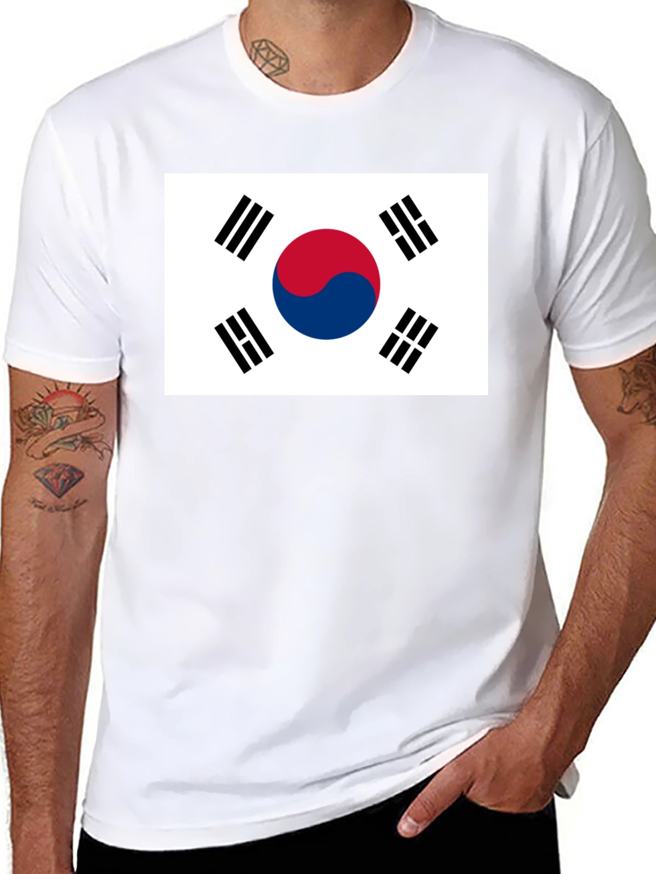 South Korea Flag Graphic Tee - Black