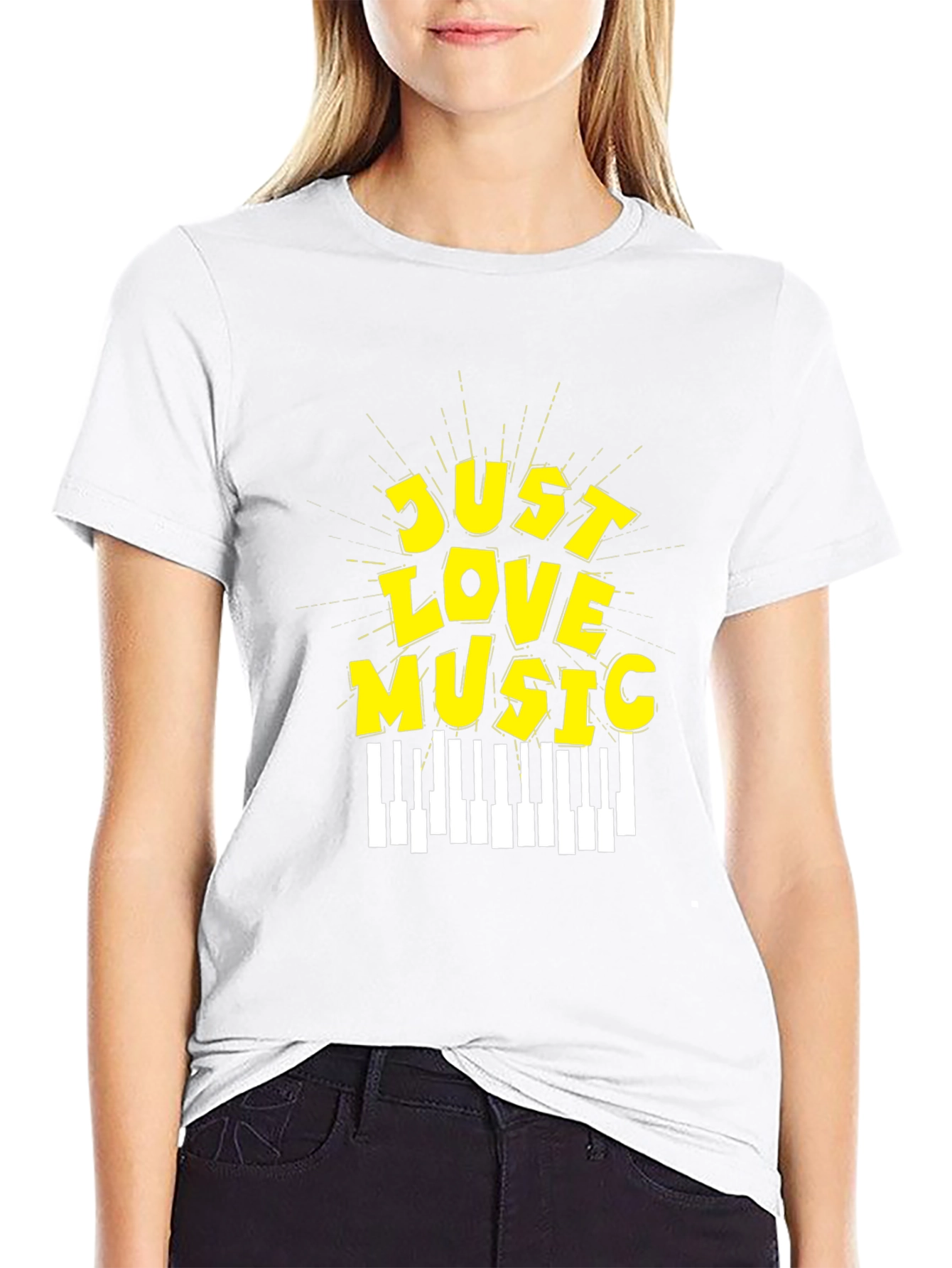Just Love Music Graphic Tee - Black Cotton T-Shirt