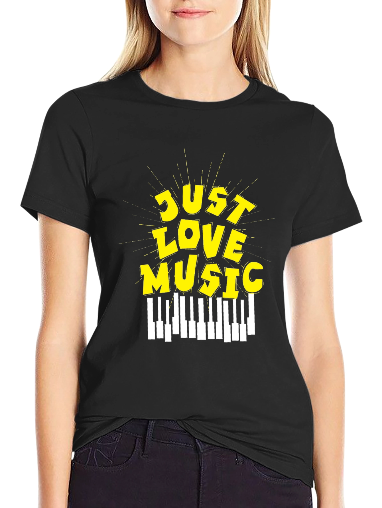 Just Love Music Graphic Tee - Black Cotton T-Shirt