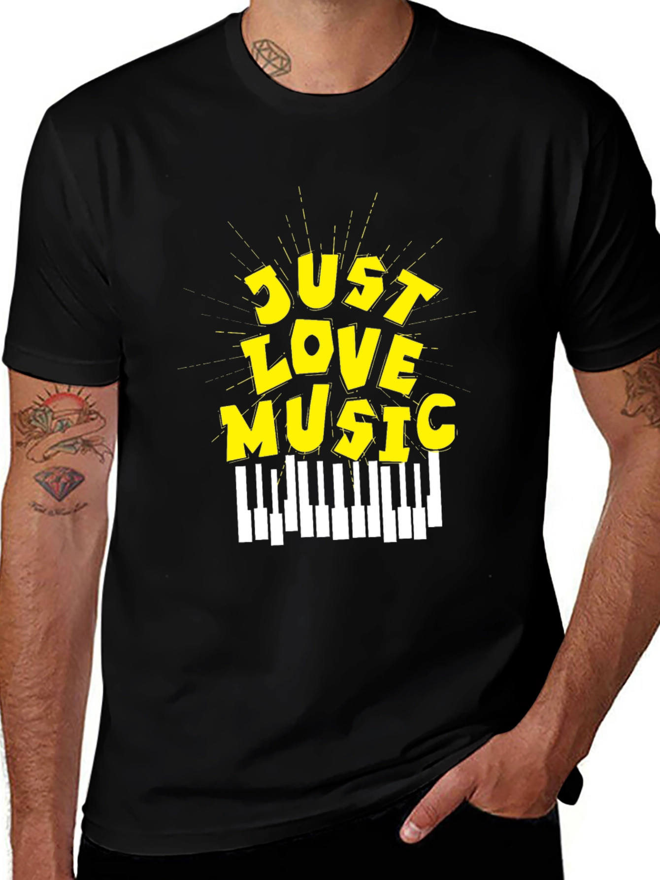 Just Love Music Graphic Tee - Black Cotton T-Shirt