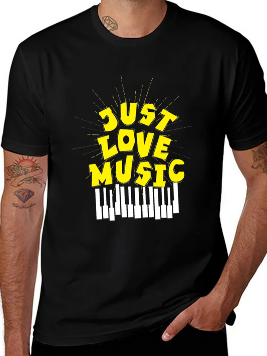 Just Love Music Graphic Tee - Black Cotton T-Shirt
