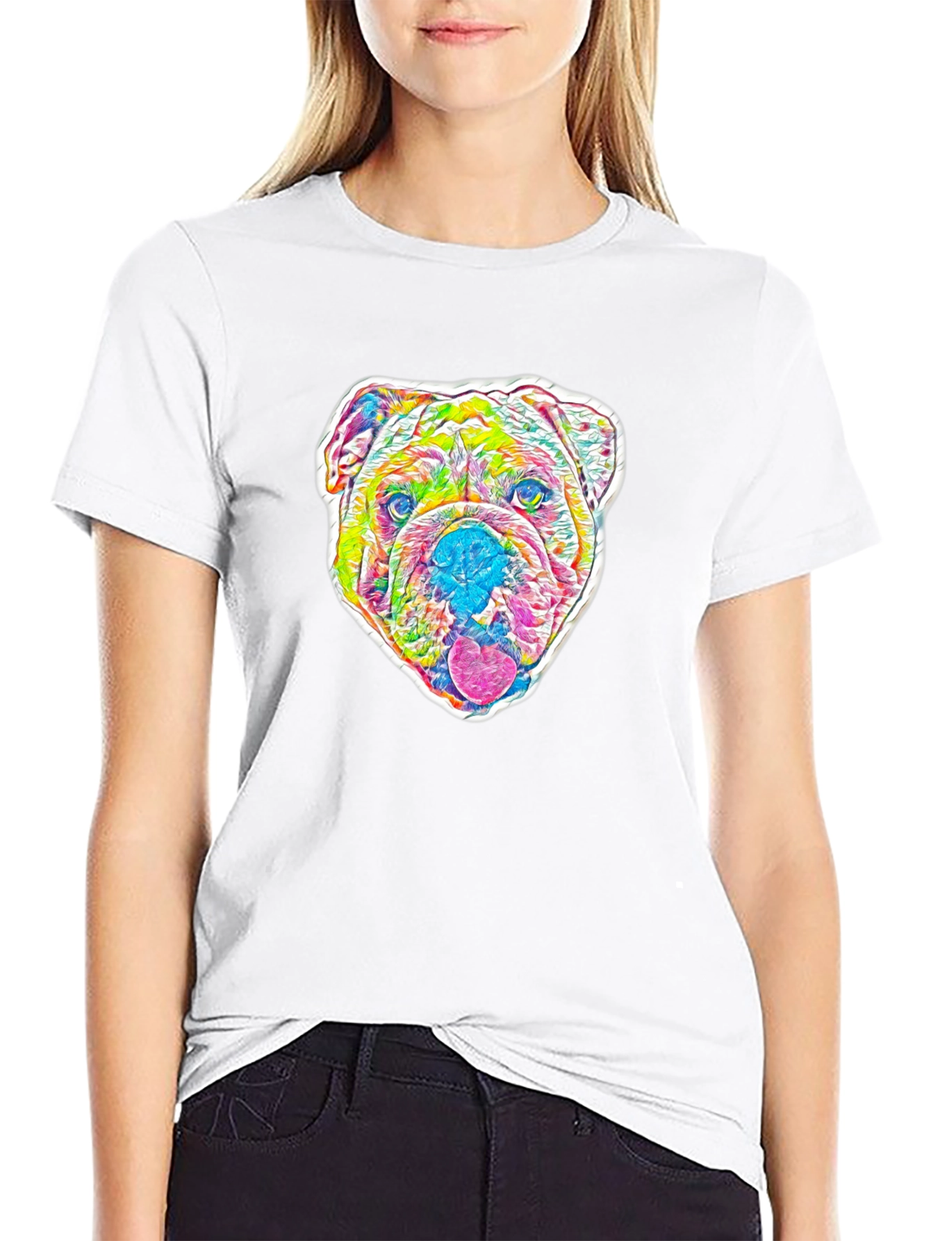 Psychedelic Bulldog Graphic Tee - Mens Black T-Shirt