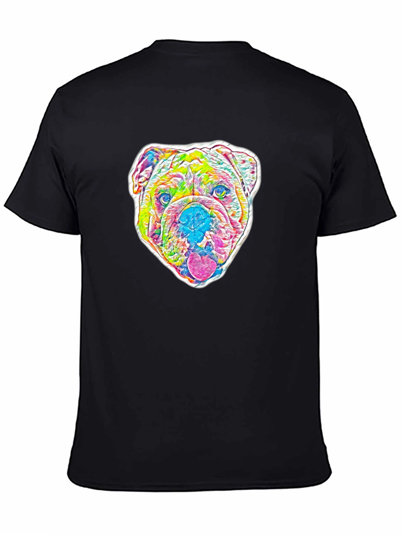 Psychedelic Bulldog Graphic Tee - Mens Black T-Shirt