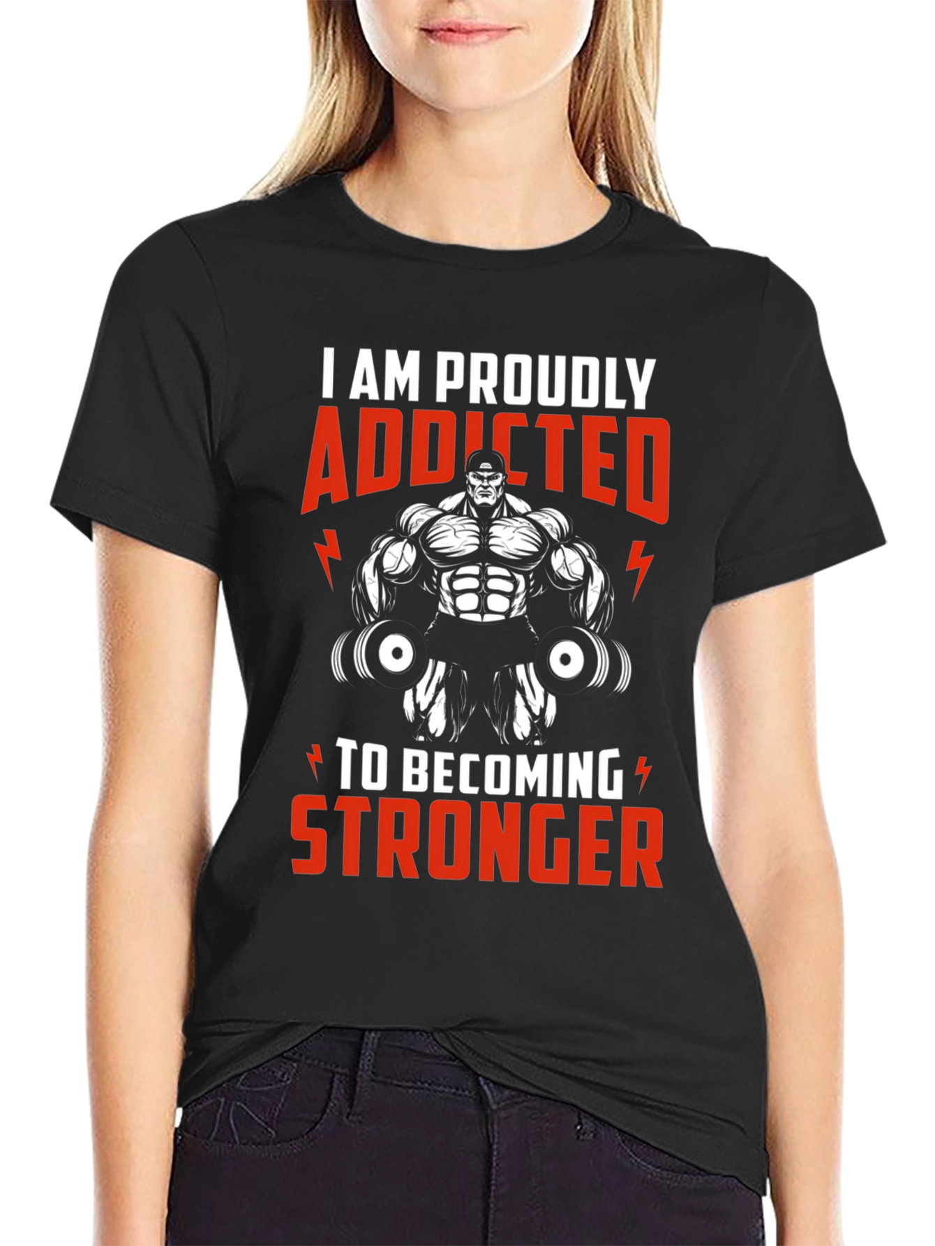 Addicted to Stronger T-Shirt Gym Fitness