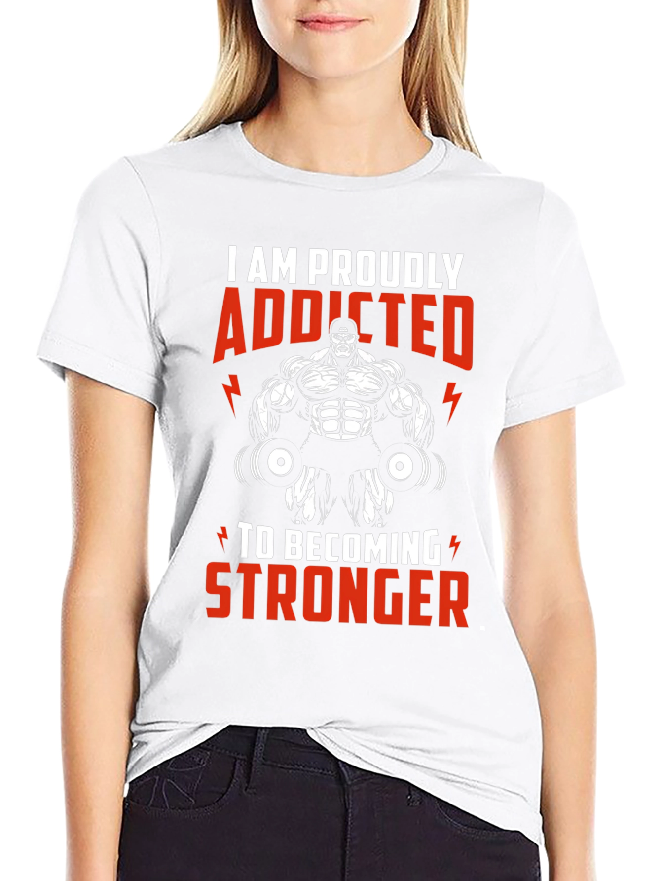 Addicted to Stronger T-Shirt Gym Fitness