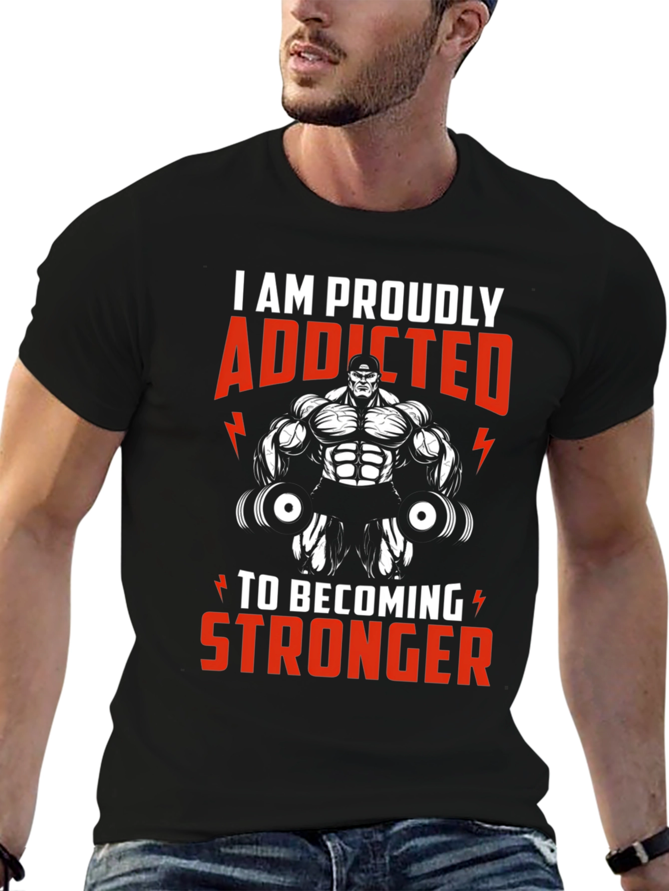Addicted to Stronger T-Shirt Gym Fitness