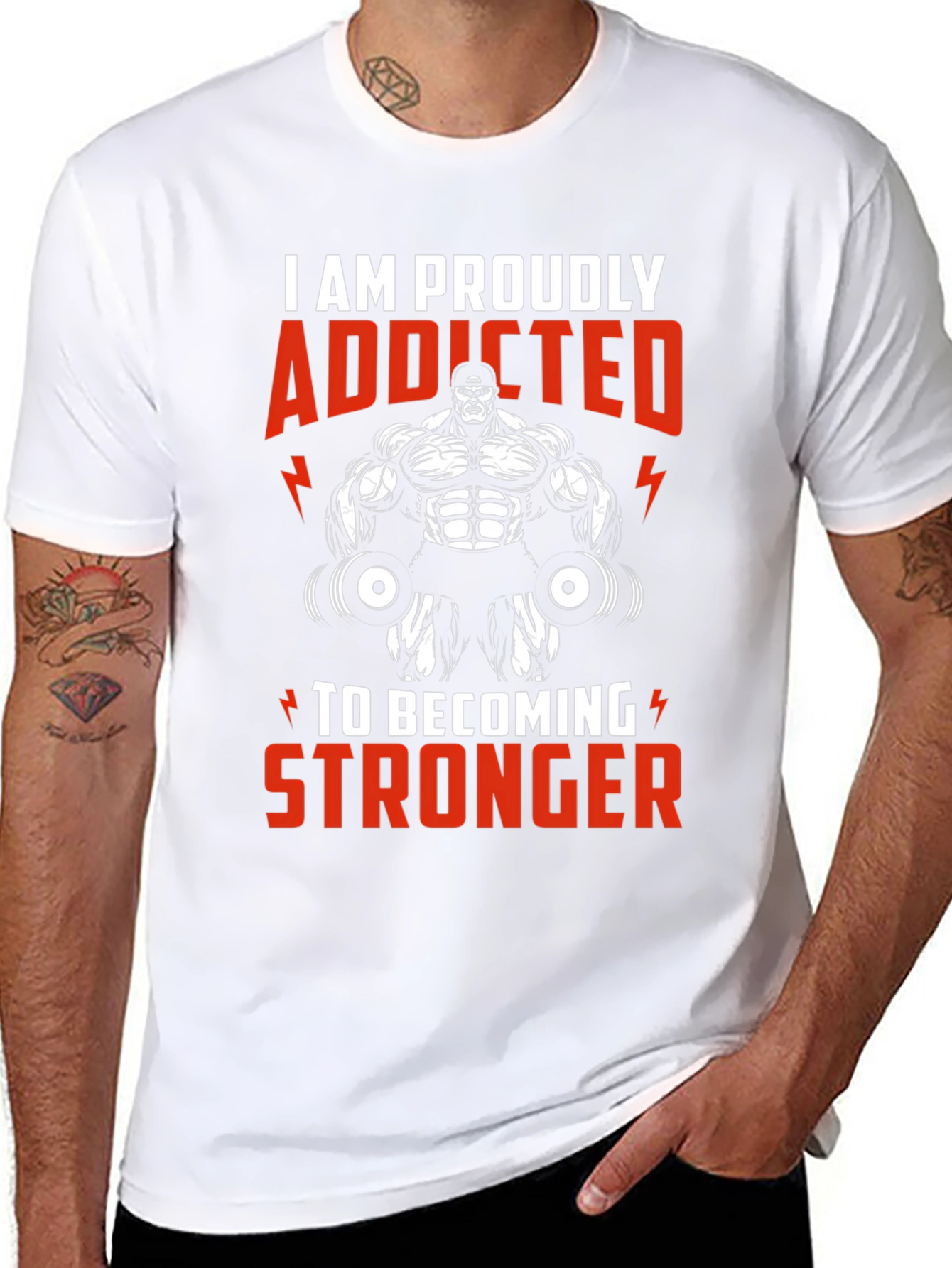 Addicted to Stronger T-Shirt Gym Fitness