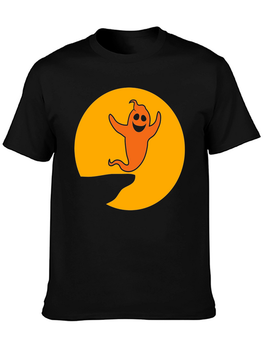 Halloween Ghost Graphic T-Shirt - Black