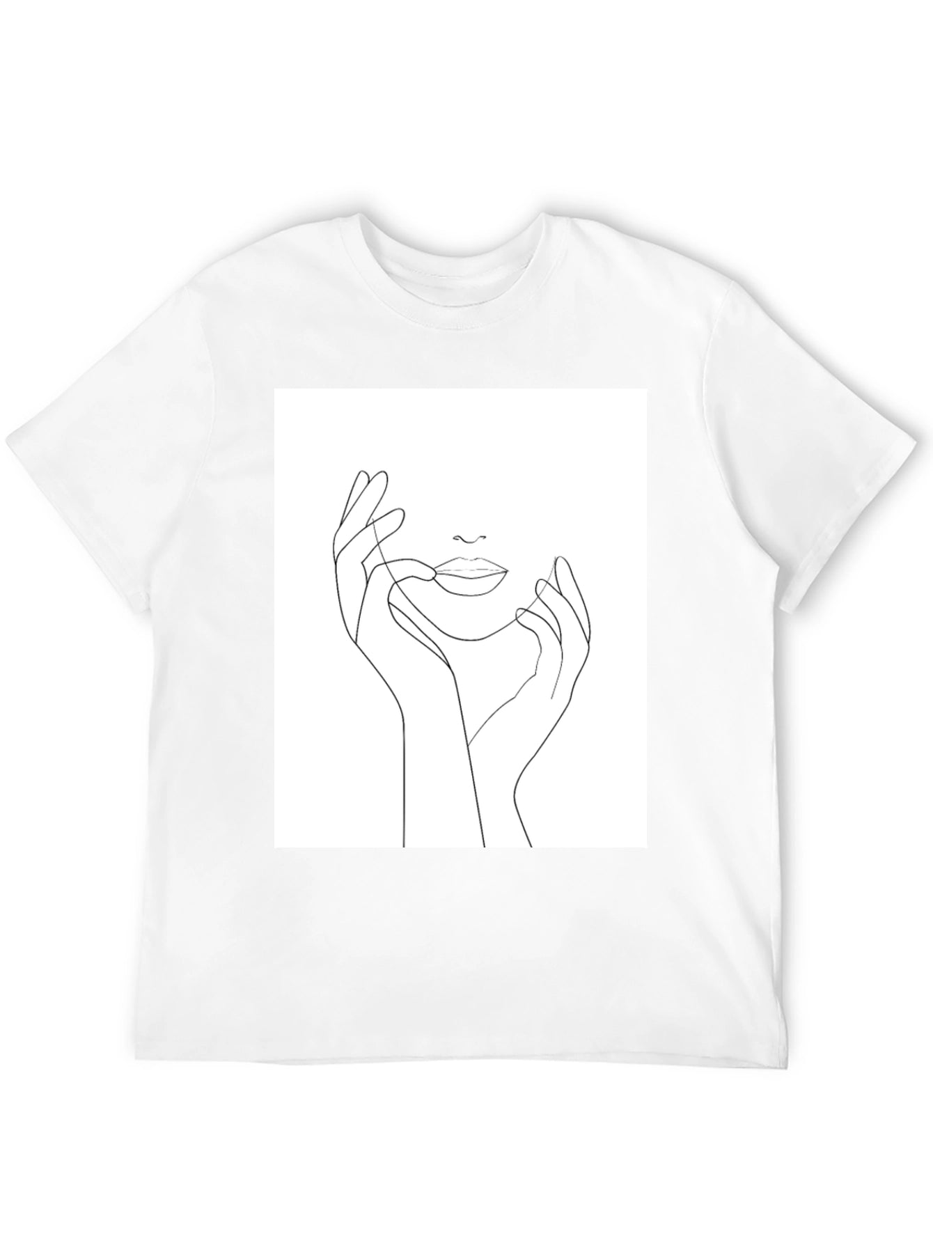 Minimalist Face Line Art Black T-Shirt