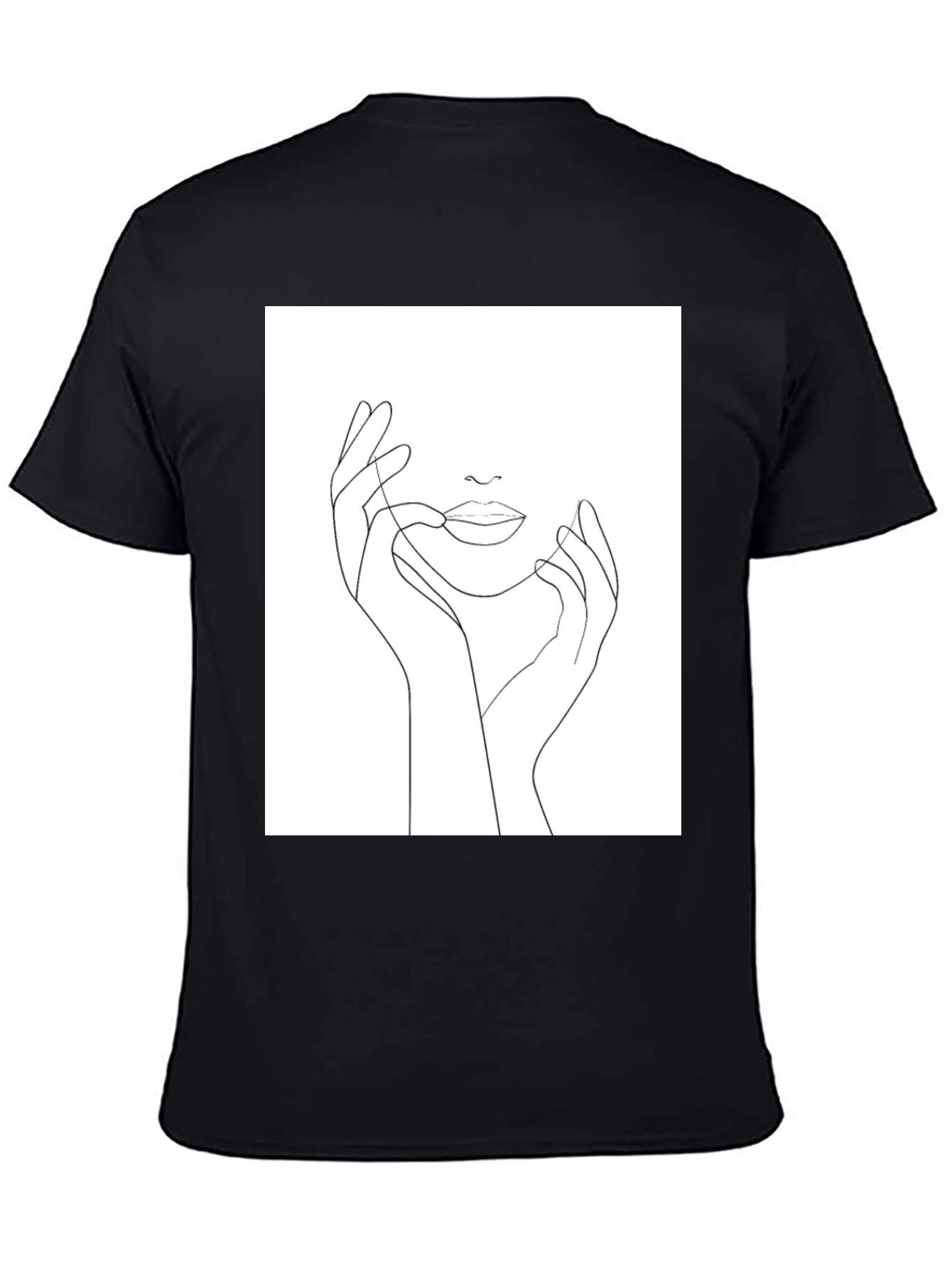 Minimalist Face Line Art Black T-Shirt