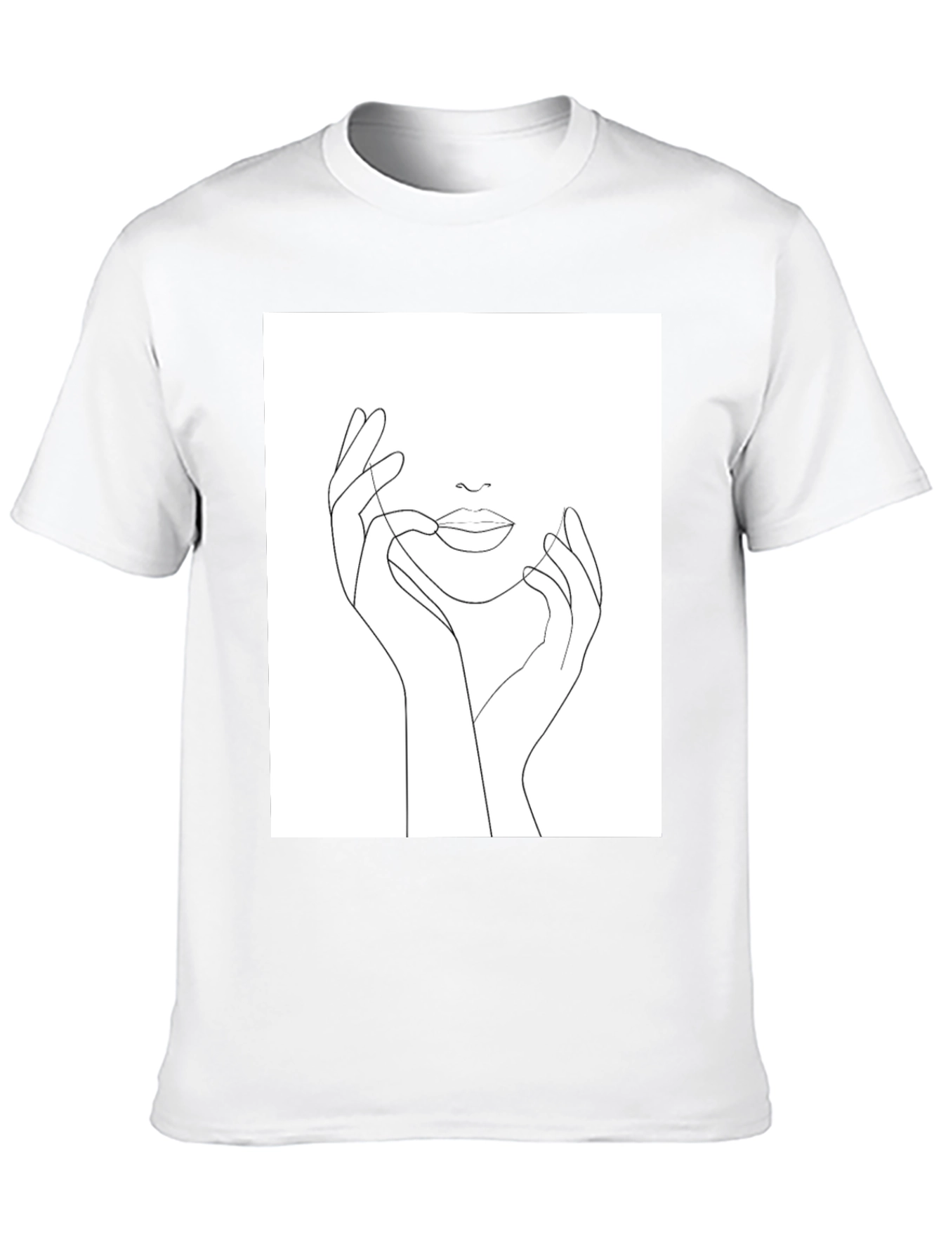 Minimalist Face Line Art Black T-Shirt